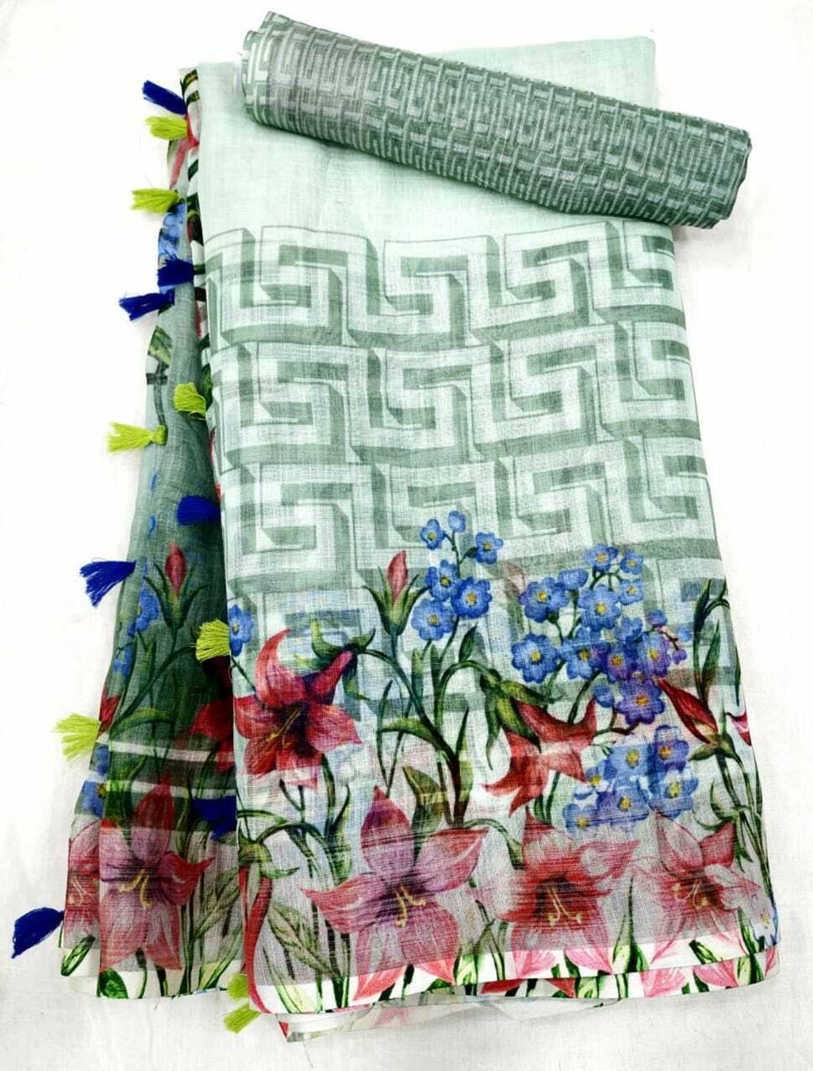 Arpita Fashion Digital Print Bollywood Cotton Linen Saree