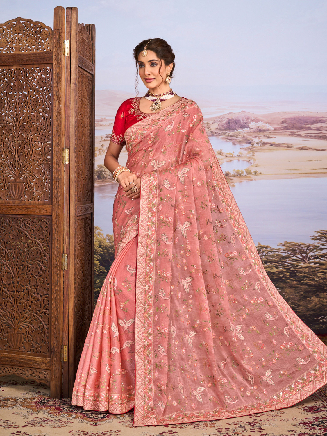 Laxmipati sarees Embroidered Bollywood Chiffon Saree