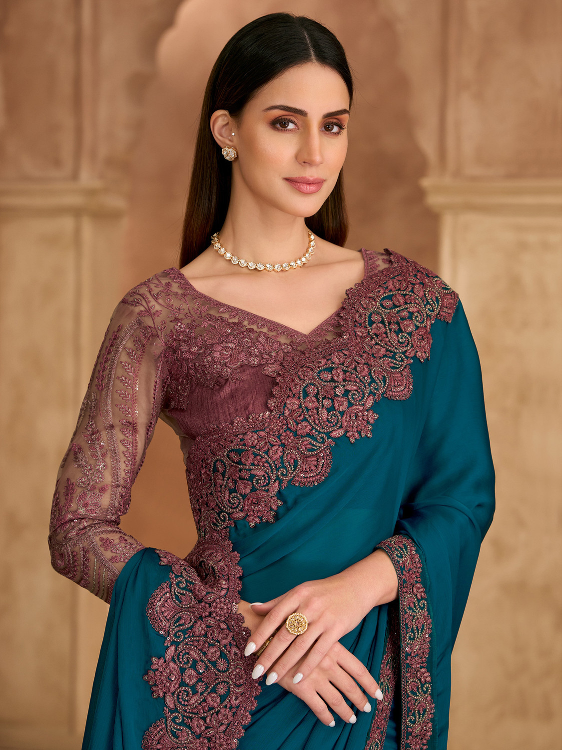 Image of Tasrika Embroidered Bollywood Satin Saree