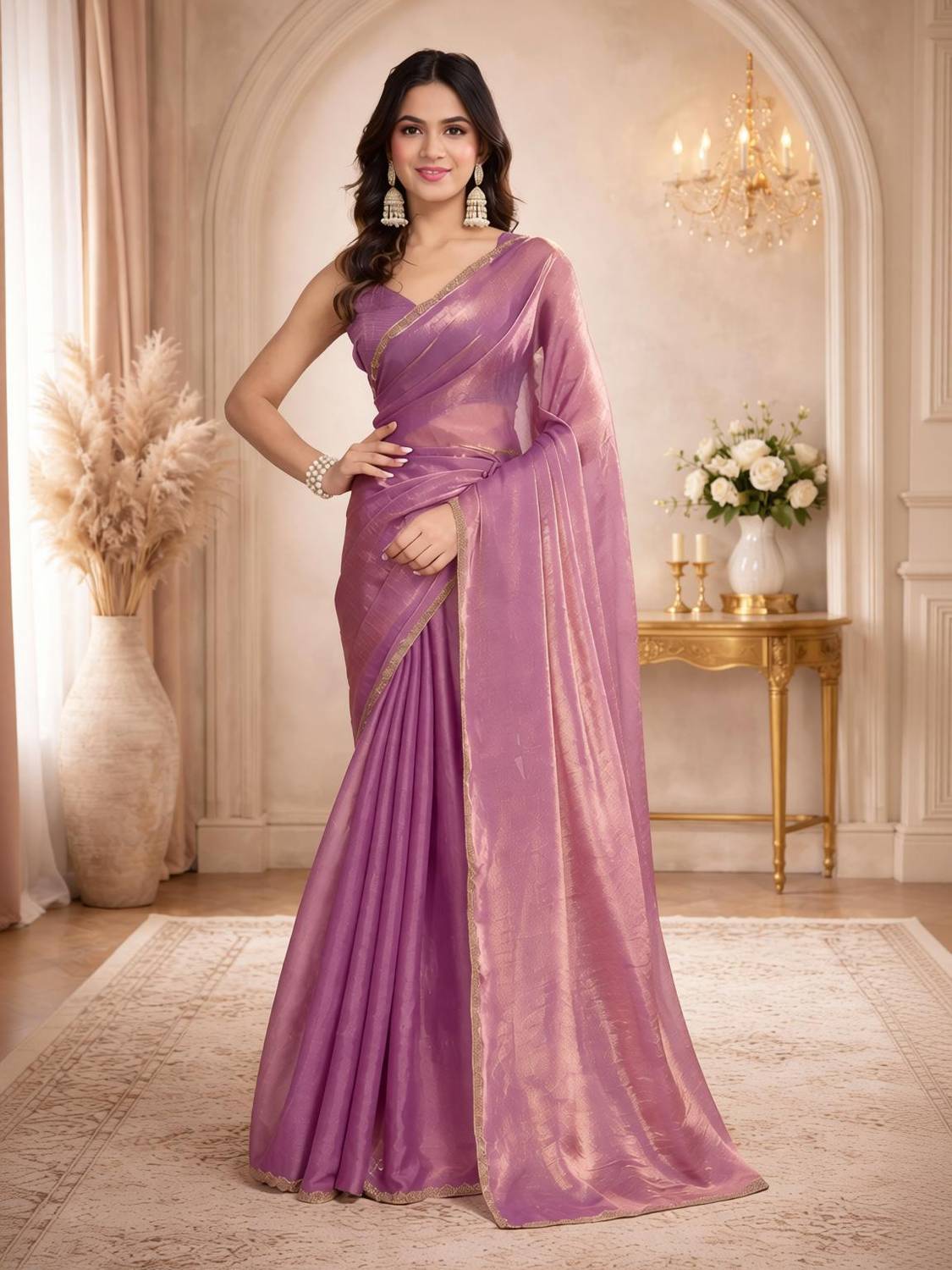 Bombey Velvat Fab Solid/Plain Daily Wear Jimmy Jimmy, Muslin Saree