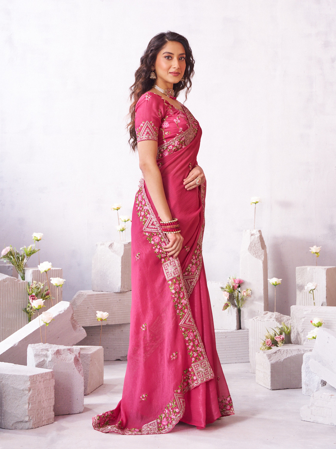 Image of Laxmipati sarees Embroidered Daily Wear Silk Blend Saree