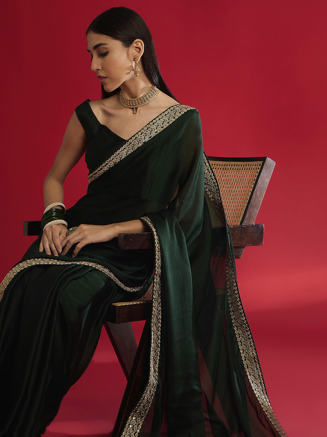 Image of Sareemall Embellished Bollywood Satin Saree