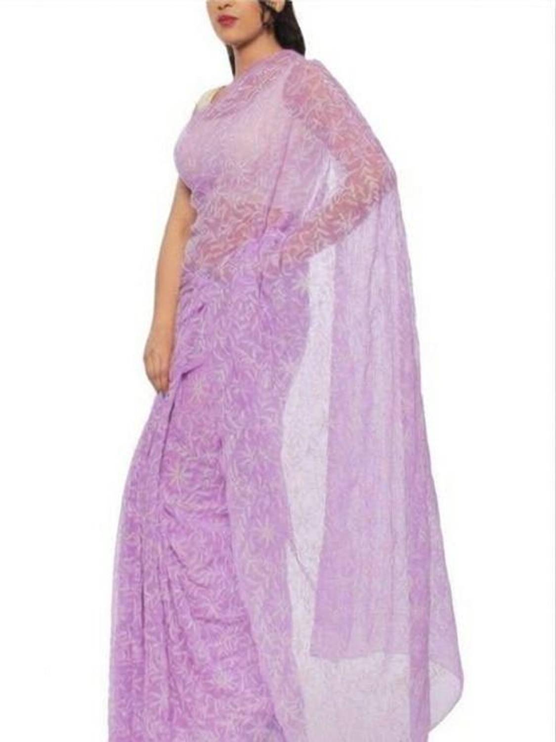 Afia Lucknowi Chikankari Embroidered Lucknow Chikankari Georgette Saree