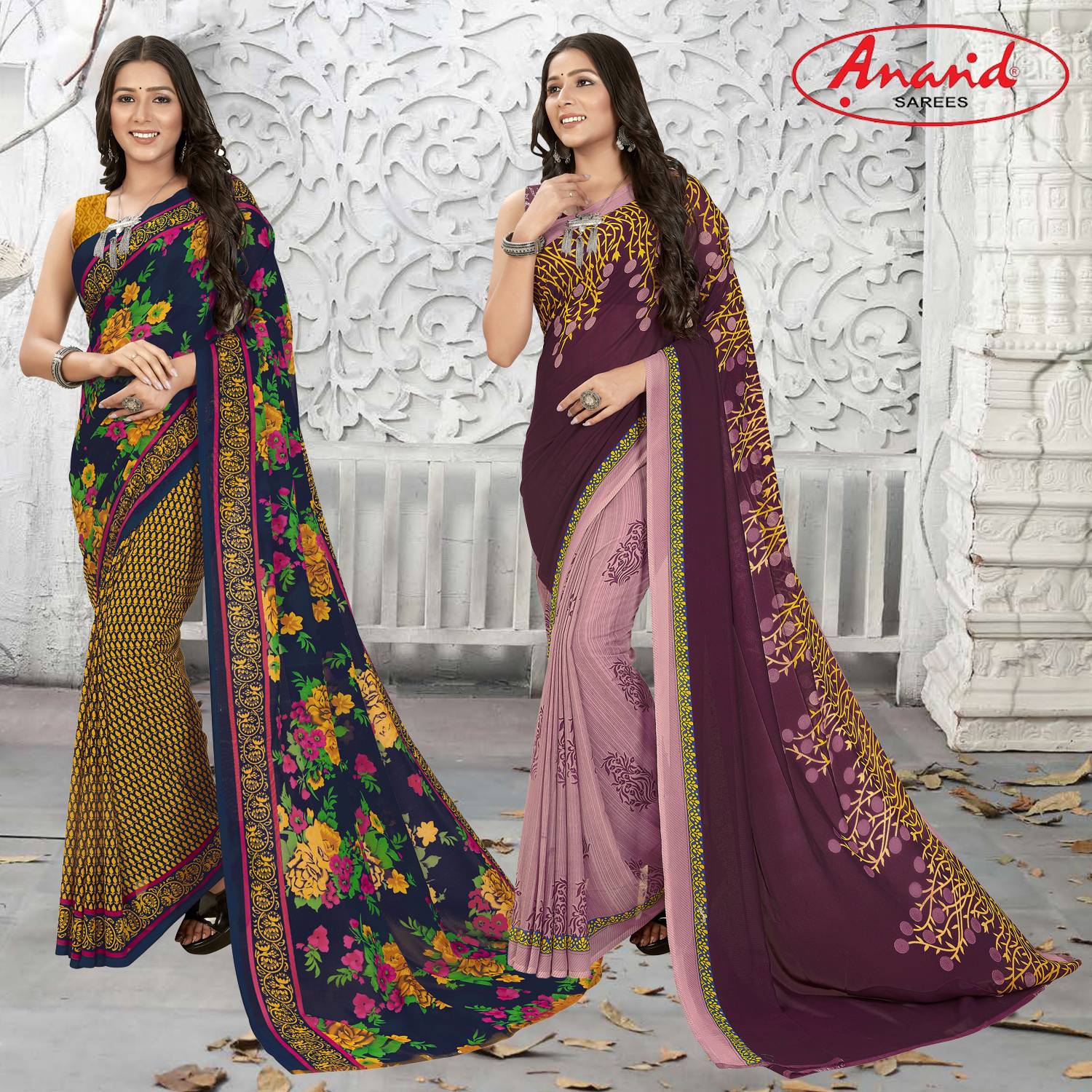 Anand Sarees Floral Print Daily Wear Georgette Saree