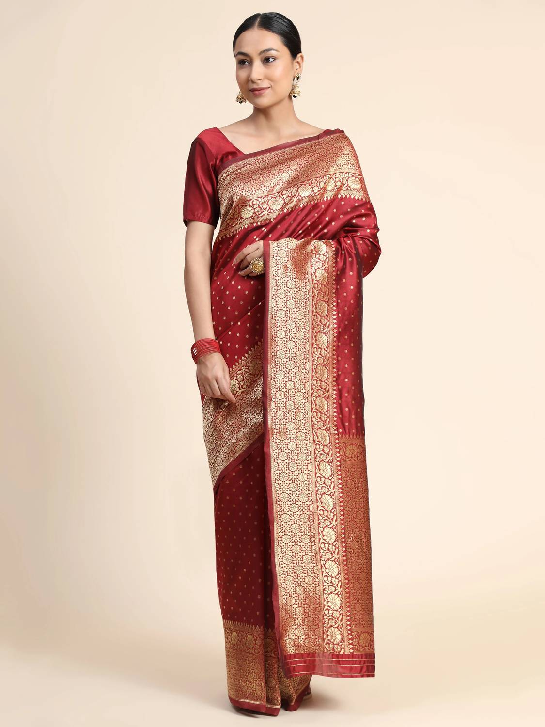 AVANTIKA FASHION Woven Kanjivaram Pure Silk, Art Silk Saree (Maro