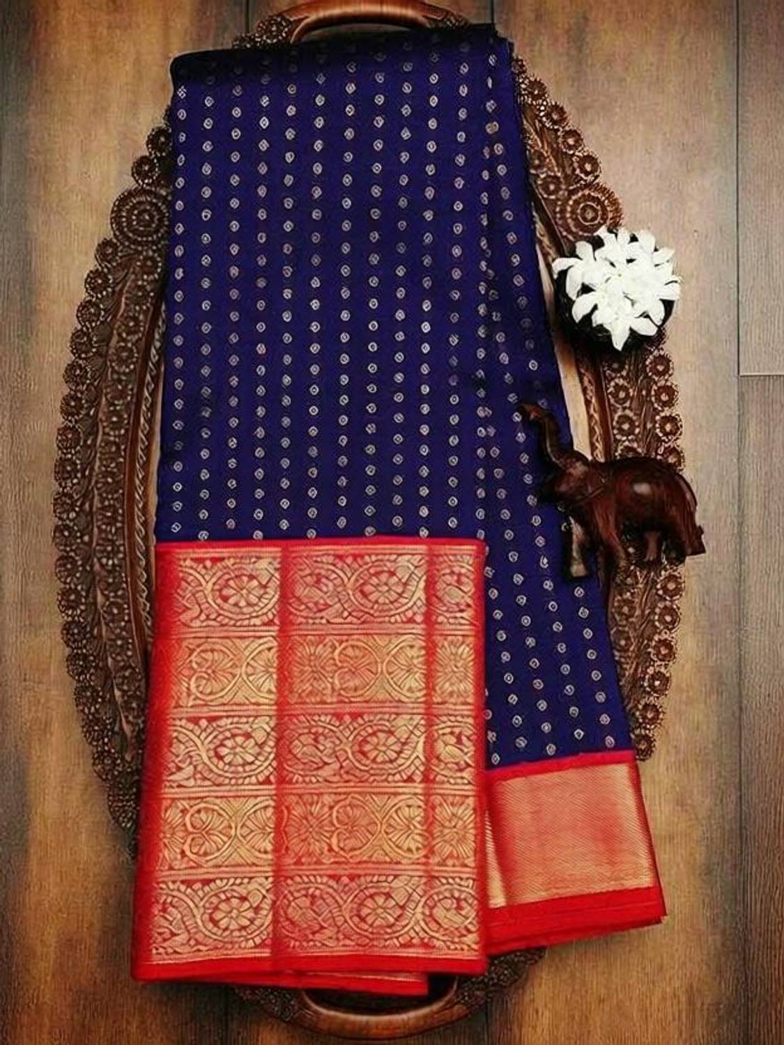 Aldwych Self Design Banarasi Silk Blend Saree