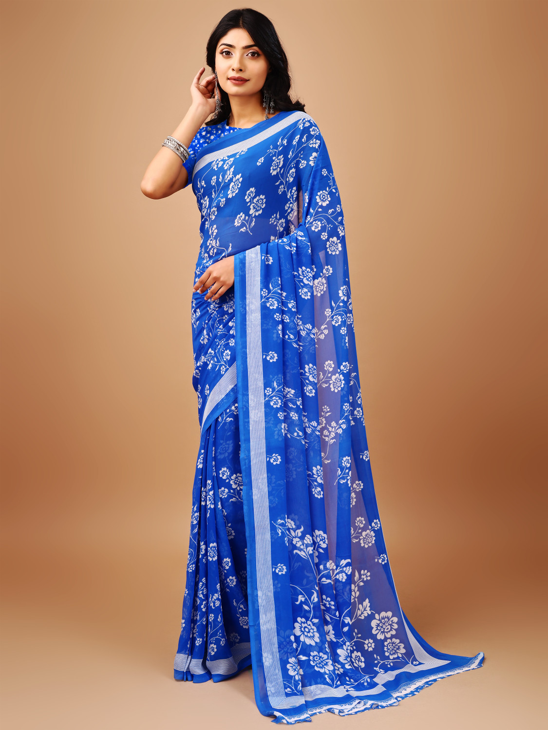 Image of Leelavati Printed Daily Wear Chiffon Saree