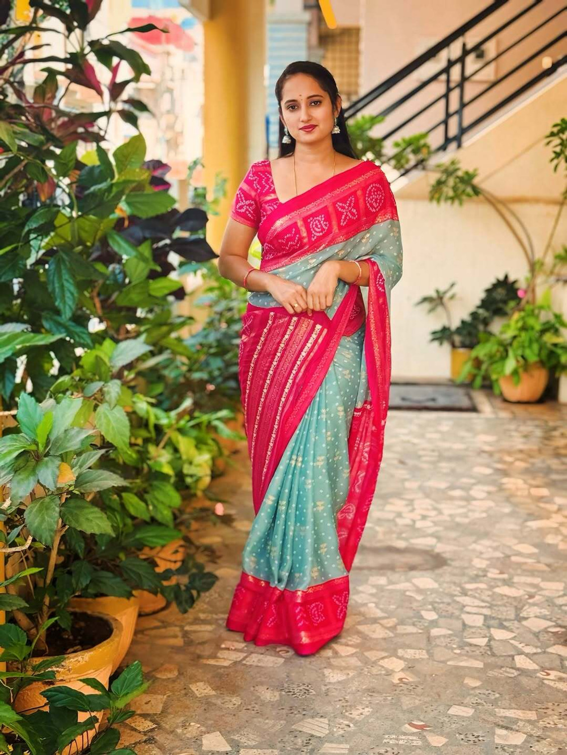 Image of HouseOfCommon Printed Bollywood Art Silk Saree