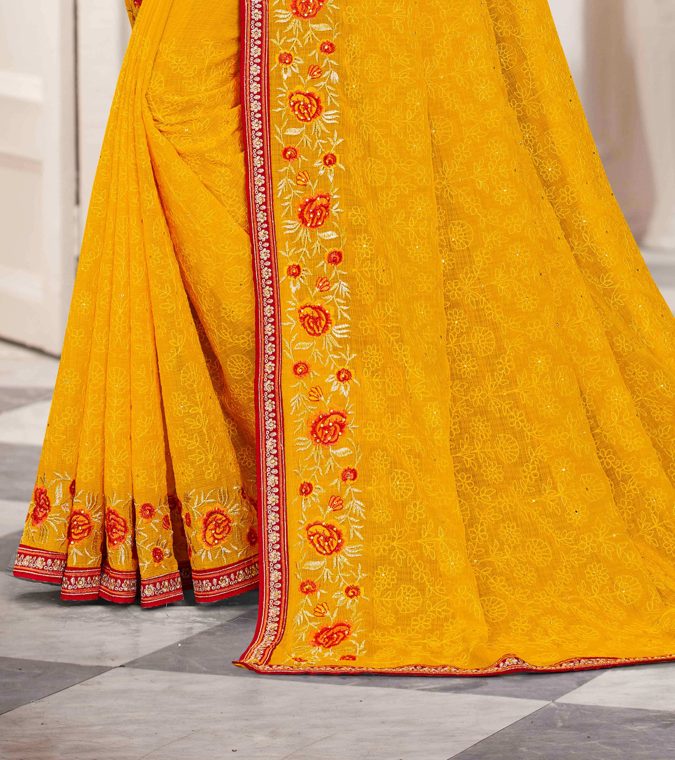 Image of Laxmipati sarees Embroidered Bollywood Silk Blend Saree