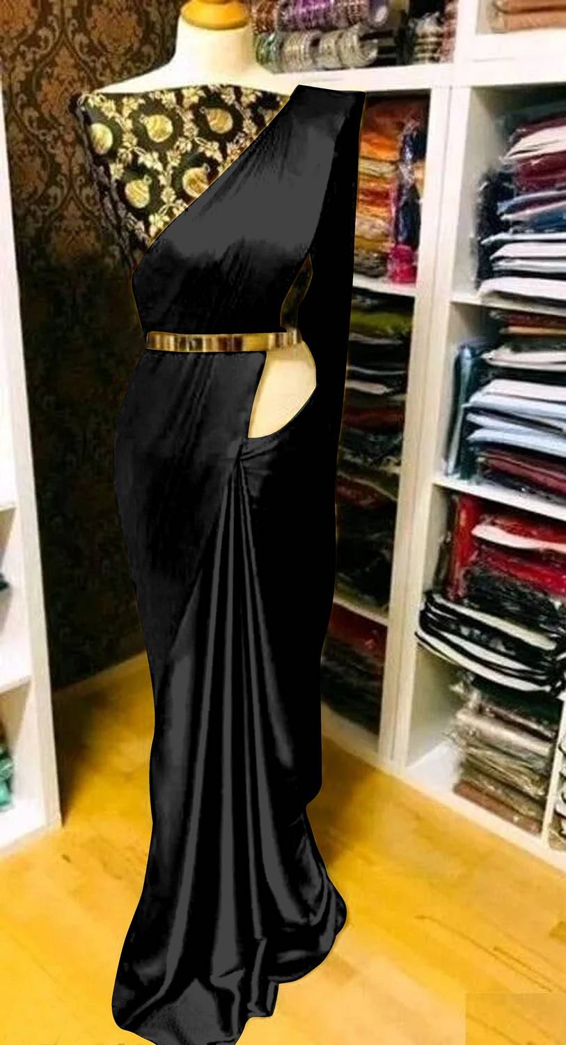 Aika Solid/Plain Bollywood Silk Blend Saree