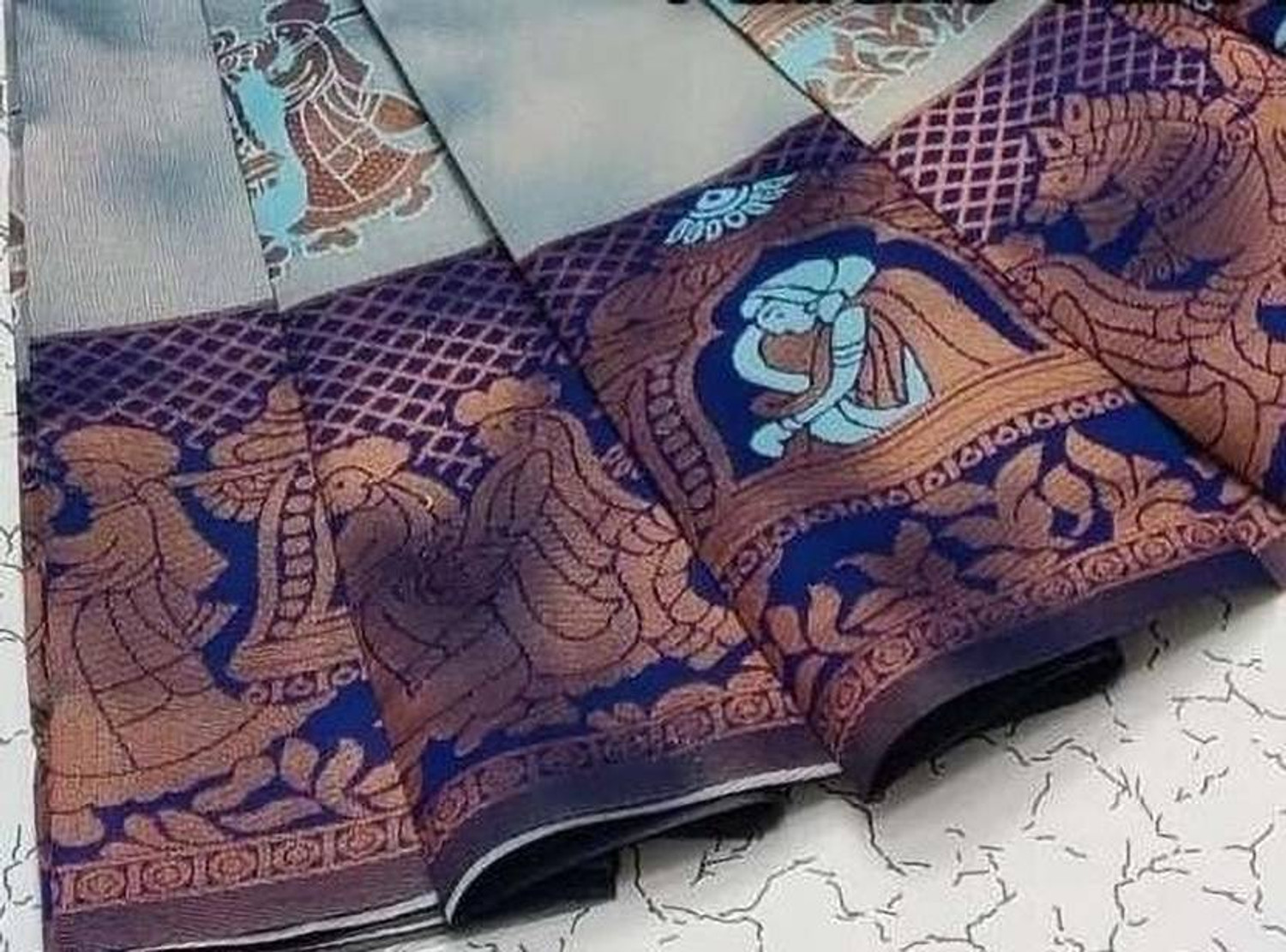 Image of RIDSID CREATION Woven Banarasi Art Silk Saree (Blue, Light Blue)