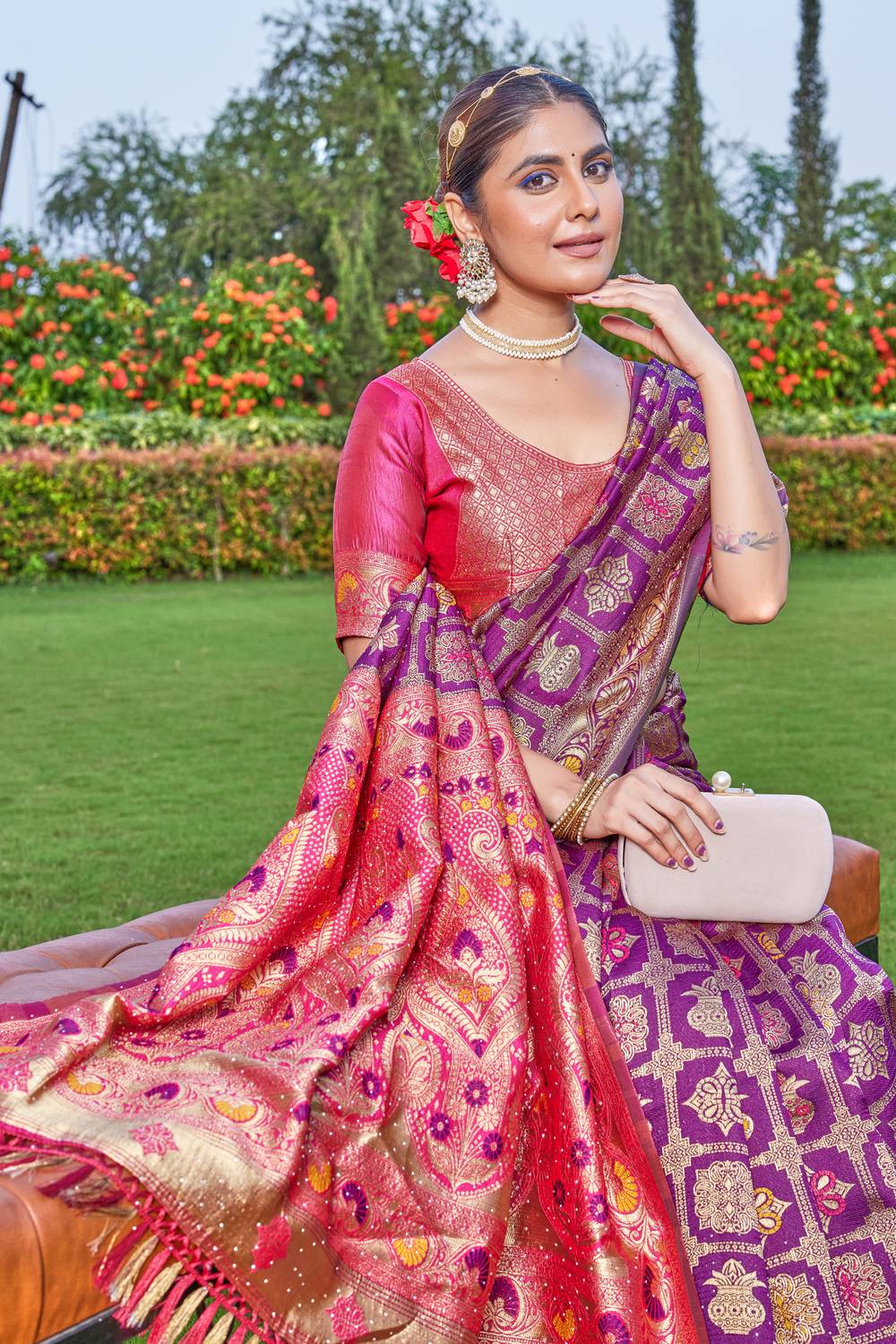 Perfect Wear Printed Patola Cotton Silk, Jacquard Saree