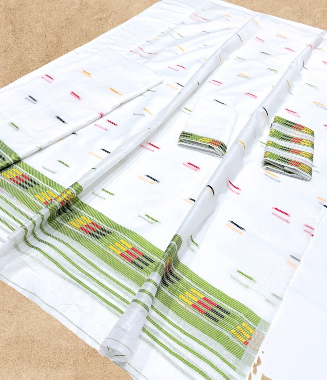 Image of KHATI AXOMIYA Self Design, Woven Mekhela Chador Cotton Blend Saree