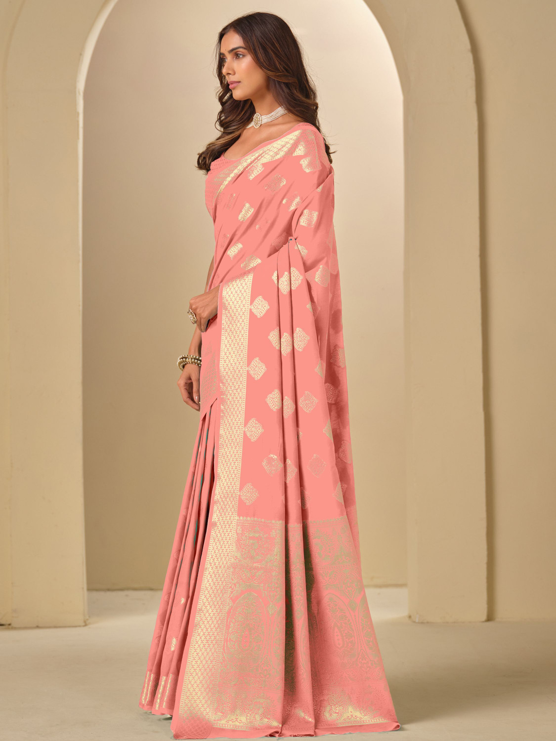 Image of Ethnic Junction Woven Banarasi Silk Blend Saree