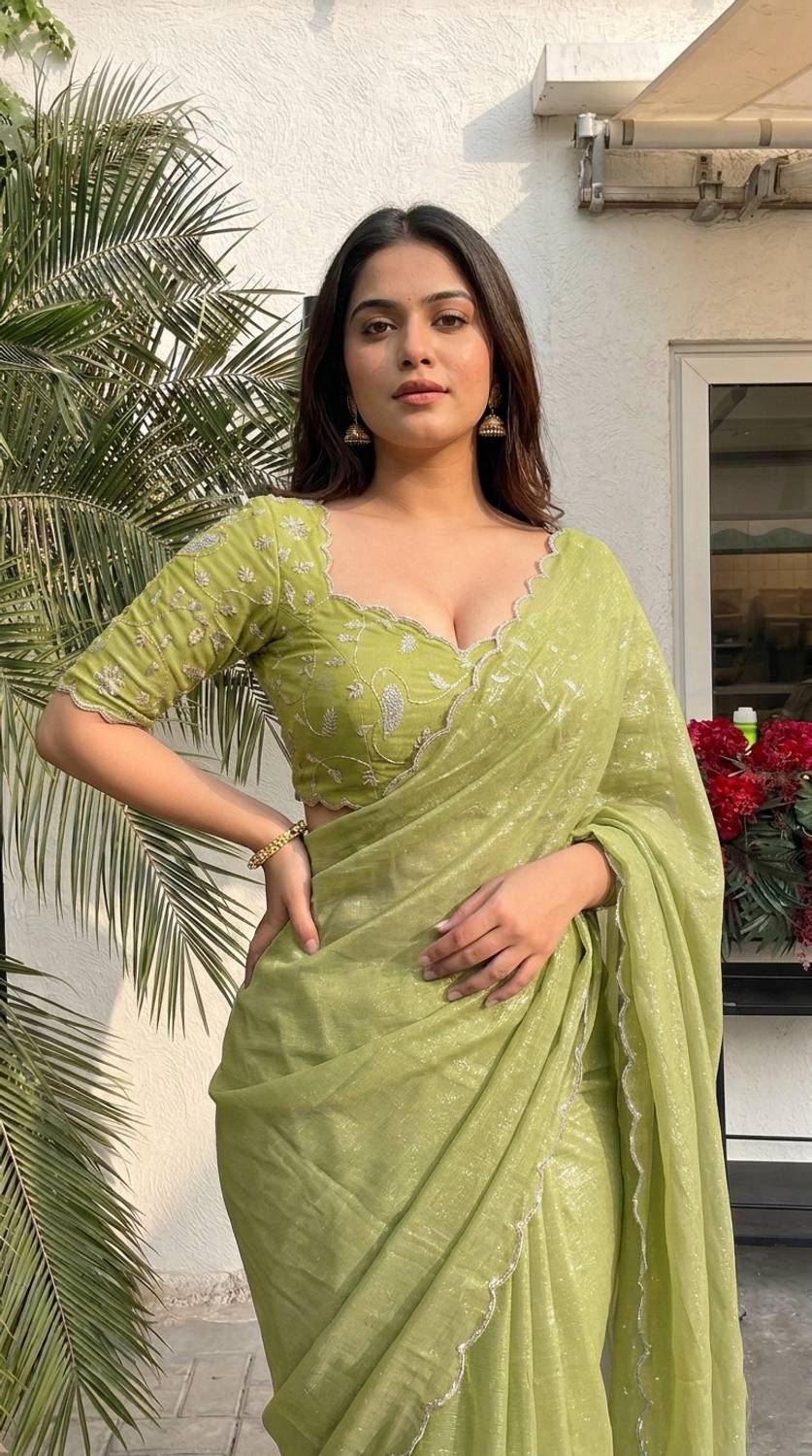 9KALA Embroidered, Embellished Bollywood Organza Saree
