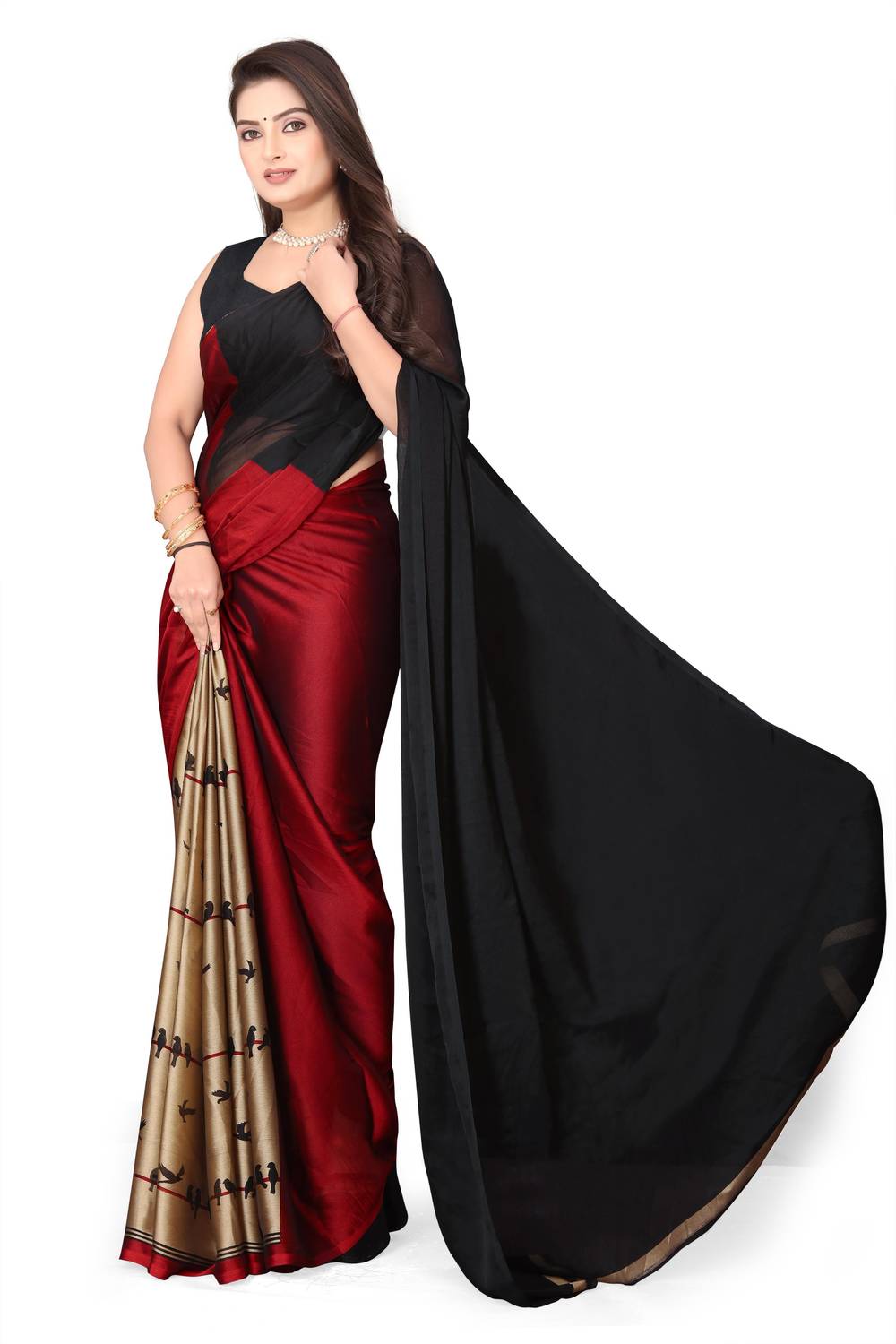 Magneitta Printed Daily Wear Chiffon, Georgette Saree
