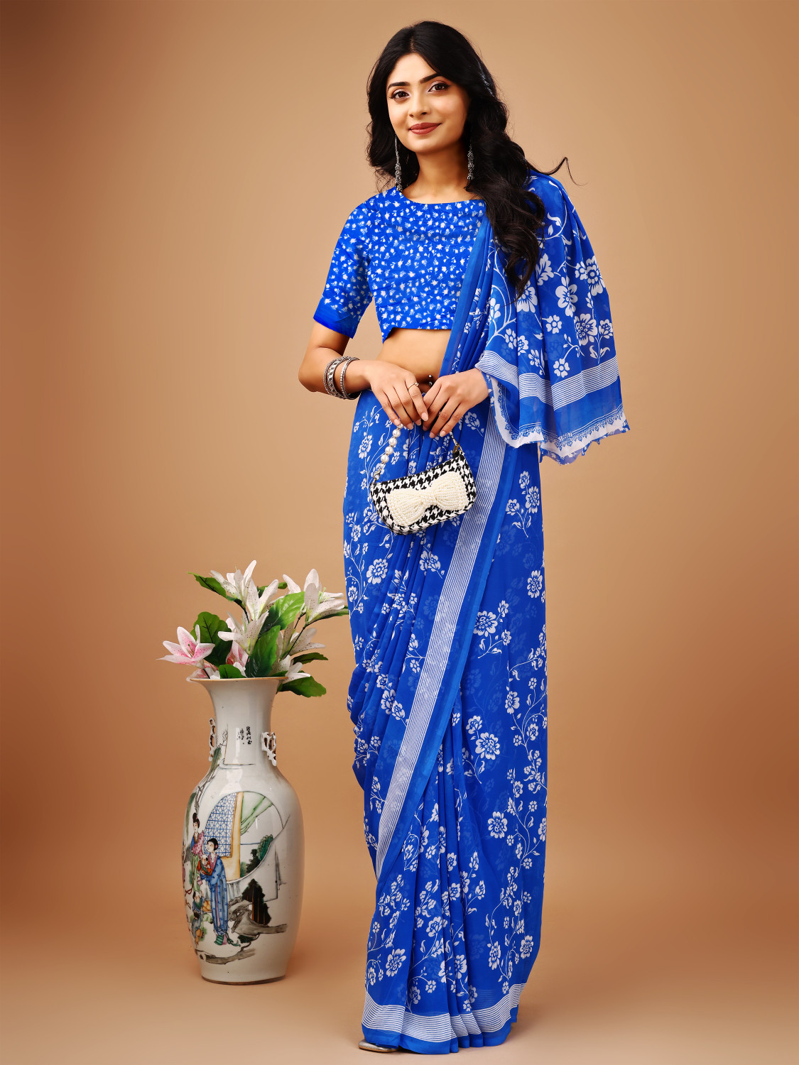 Image of Leelavati Printed Daily Wear Chiffon Saree