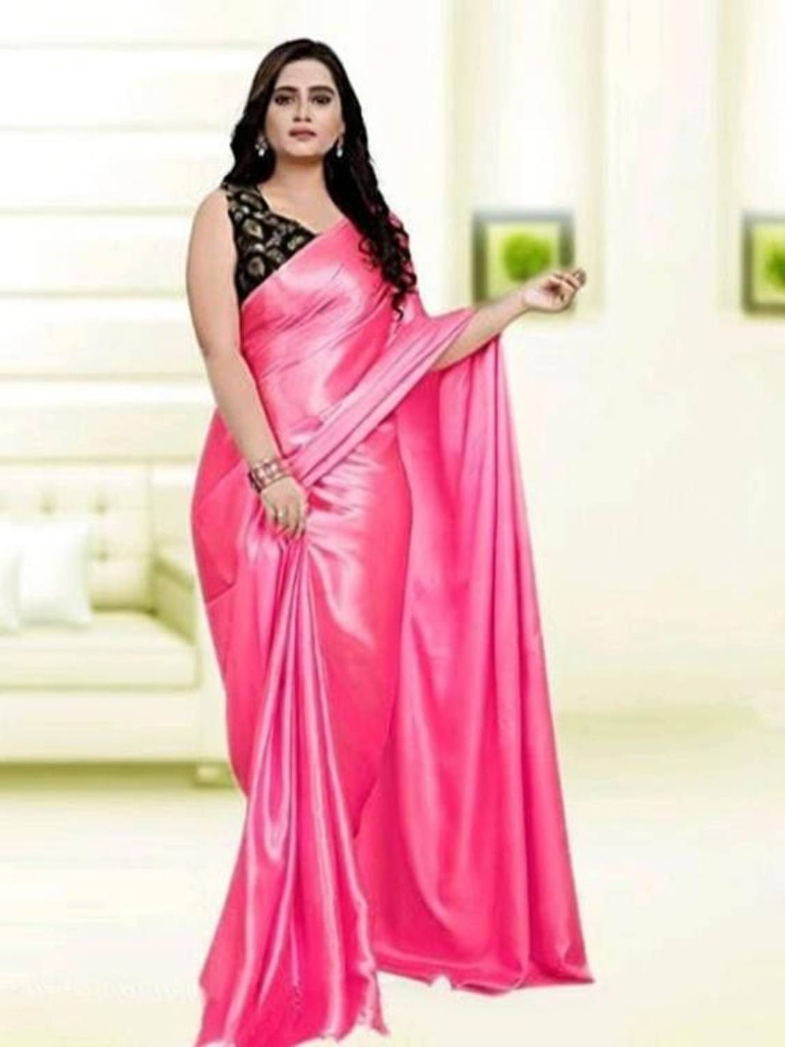 Arpita Fashion Solid/Plain, Woven Bollywood Satin Saree