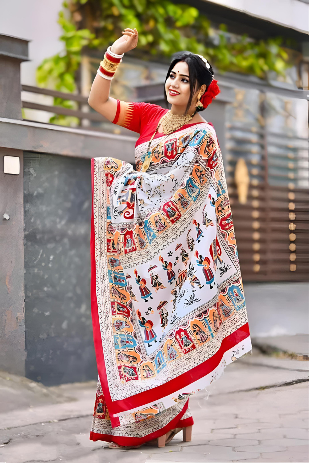 Image of VAMIKASAREE Printed Sambalpuri Pure Cotton Saree