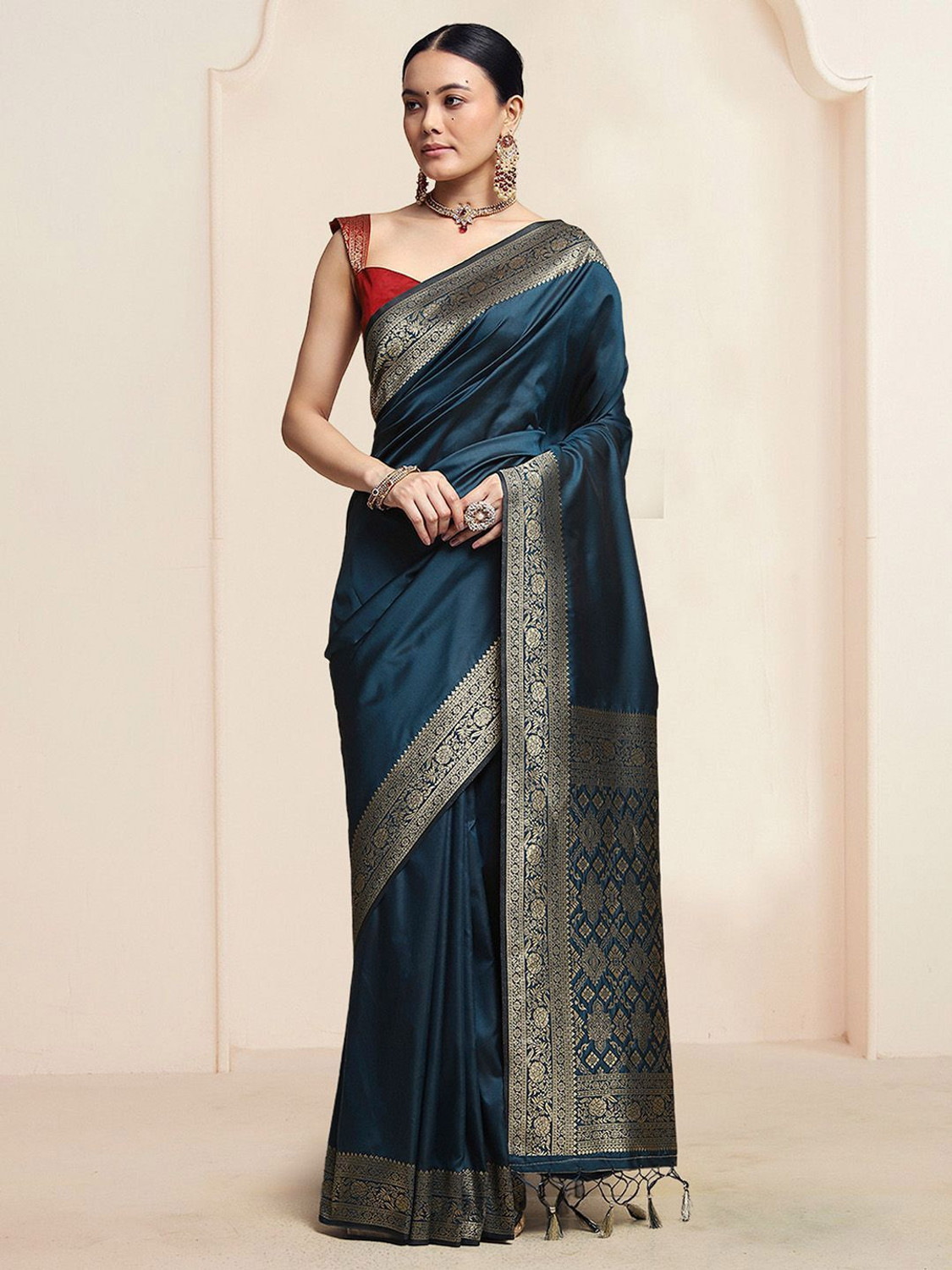 Image of House of Pataudi Woven Kanjivaram Art Silk Saree