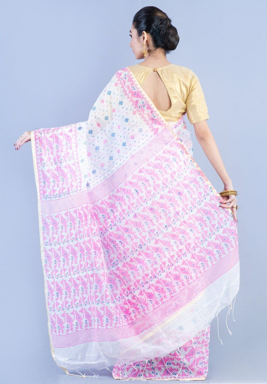 Image of SUSHRITA BOUTIQUE Printed Jamdani Cotton Silk Saree