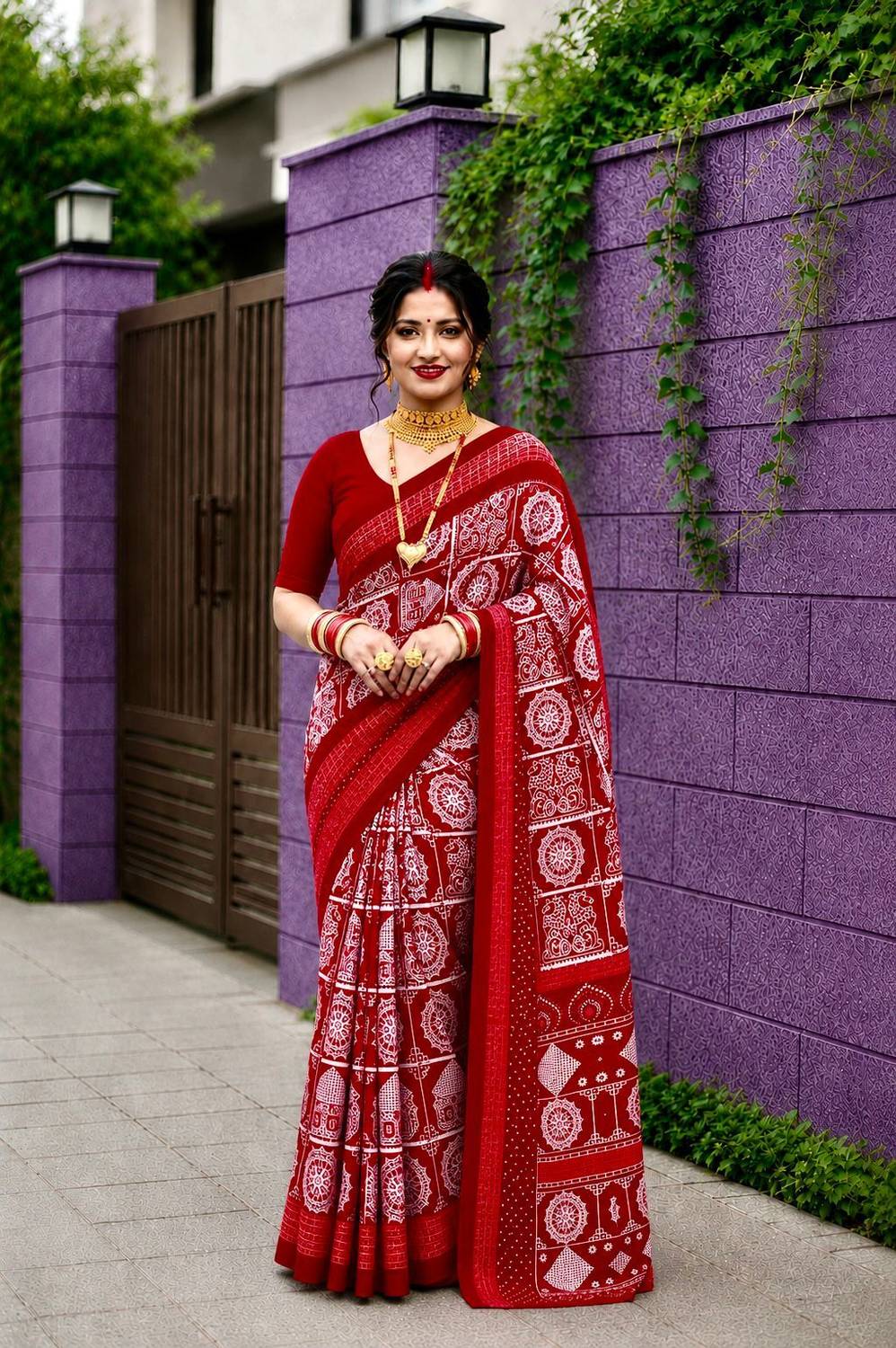 AARUSHRI Woven Tant Cotton Blend Saree