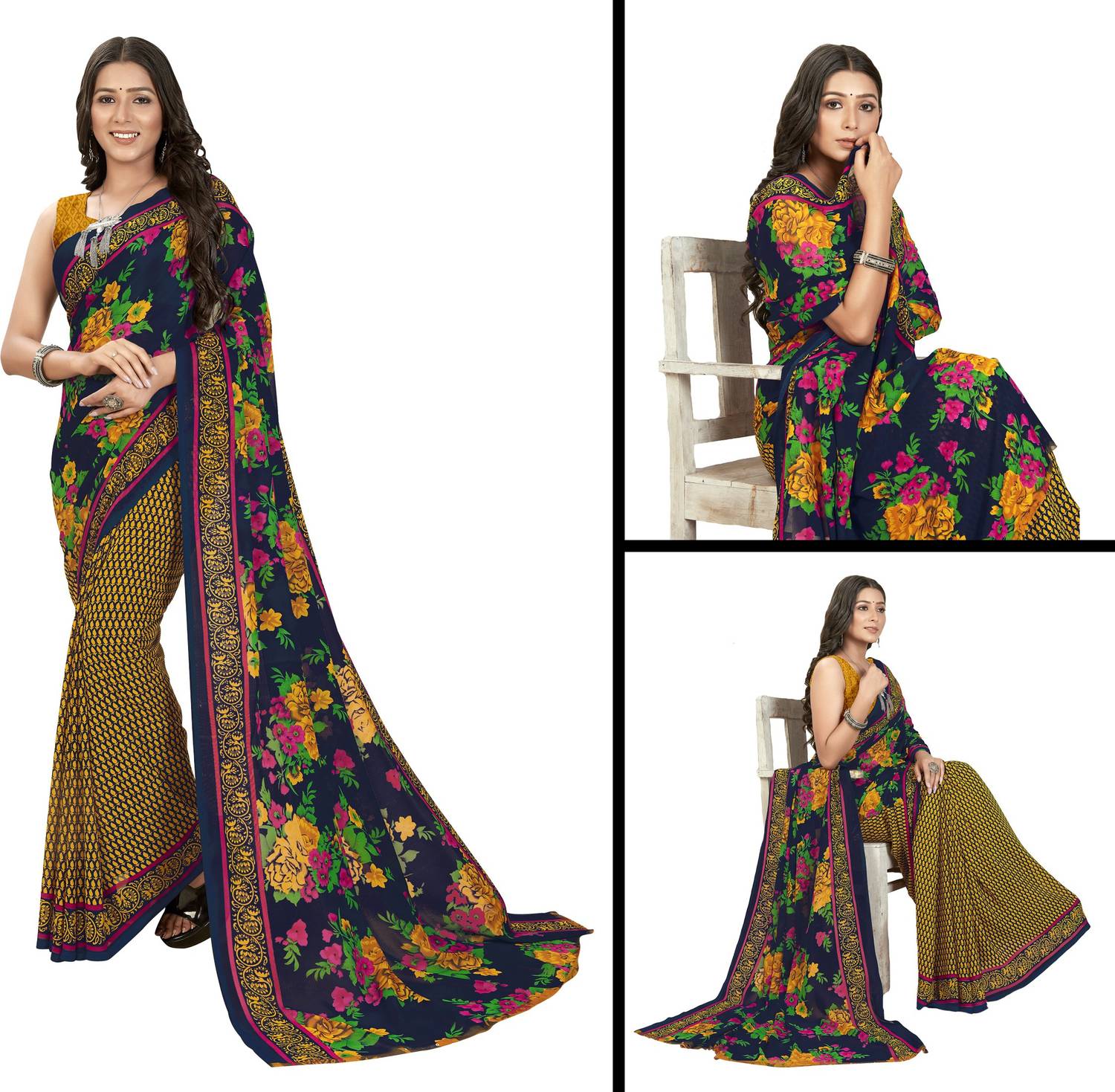 Anand Sarees Floral Print Daily Wear Georgette Saree