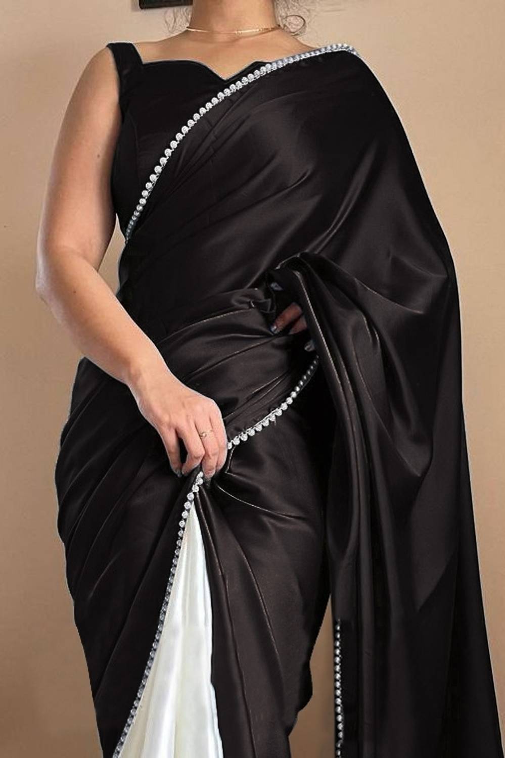BRAHMSHAKTI Solid/Plain, Self Design Bollywood Silk Blend Saree