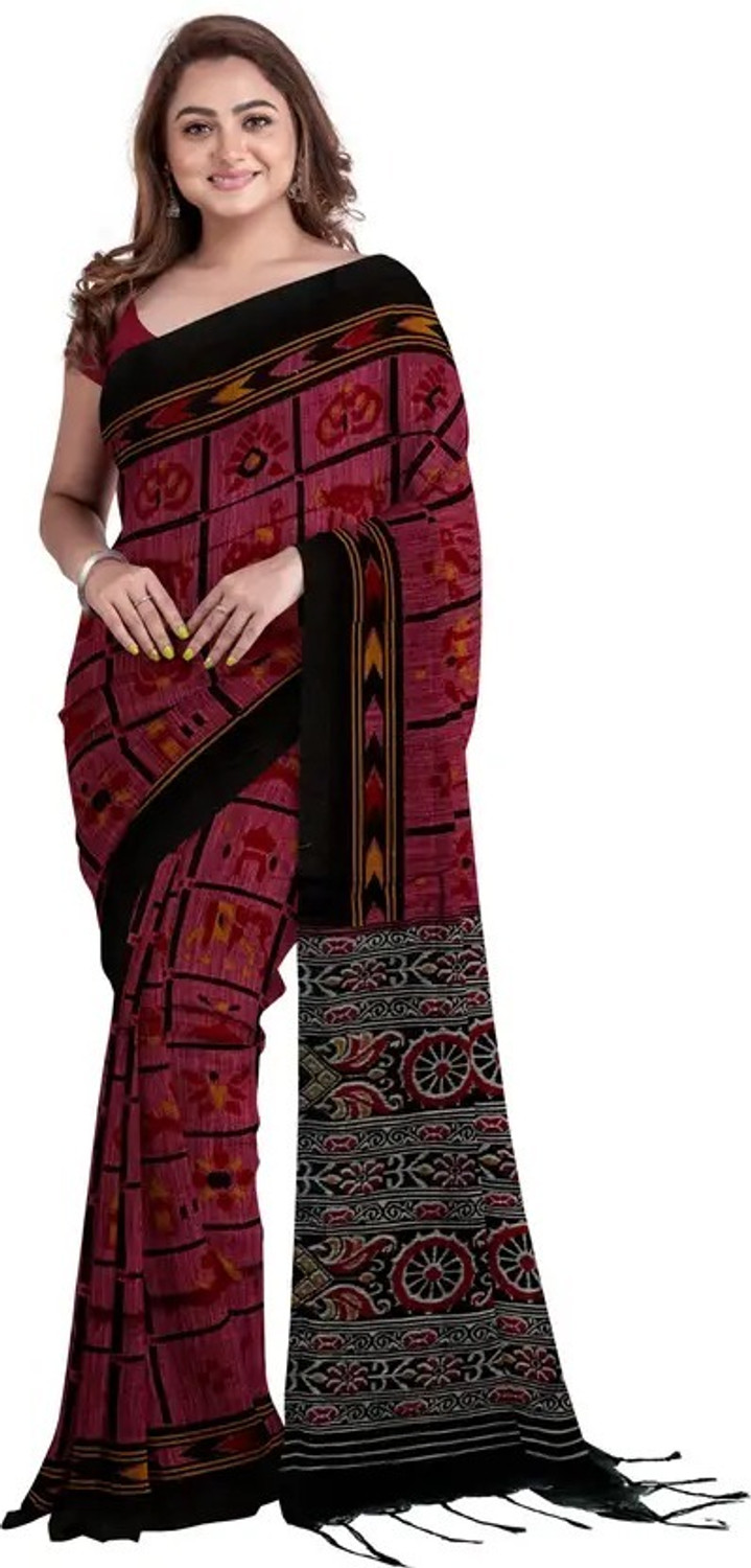 Image of Joyguru Textile Printed Sambalpuri Pure Cotton Saree