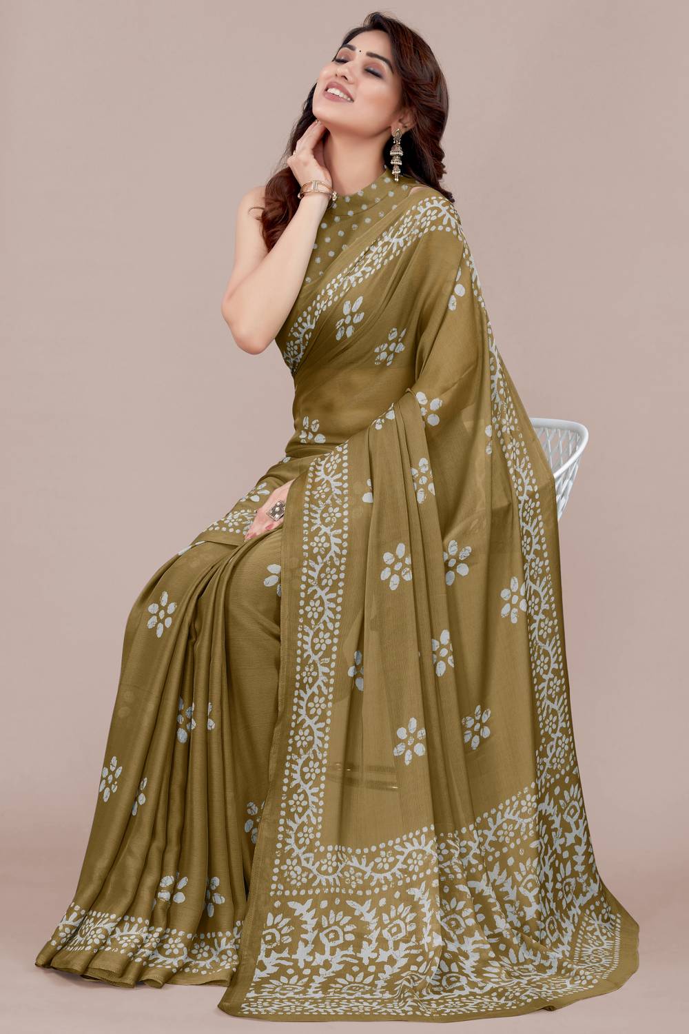 MIRCHI FASHION Printed, Blocked Printed Hand Batik Chiffon, Georg
