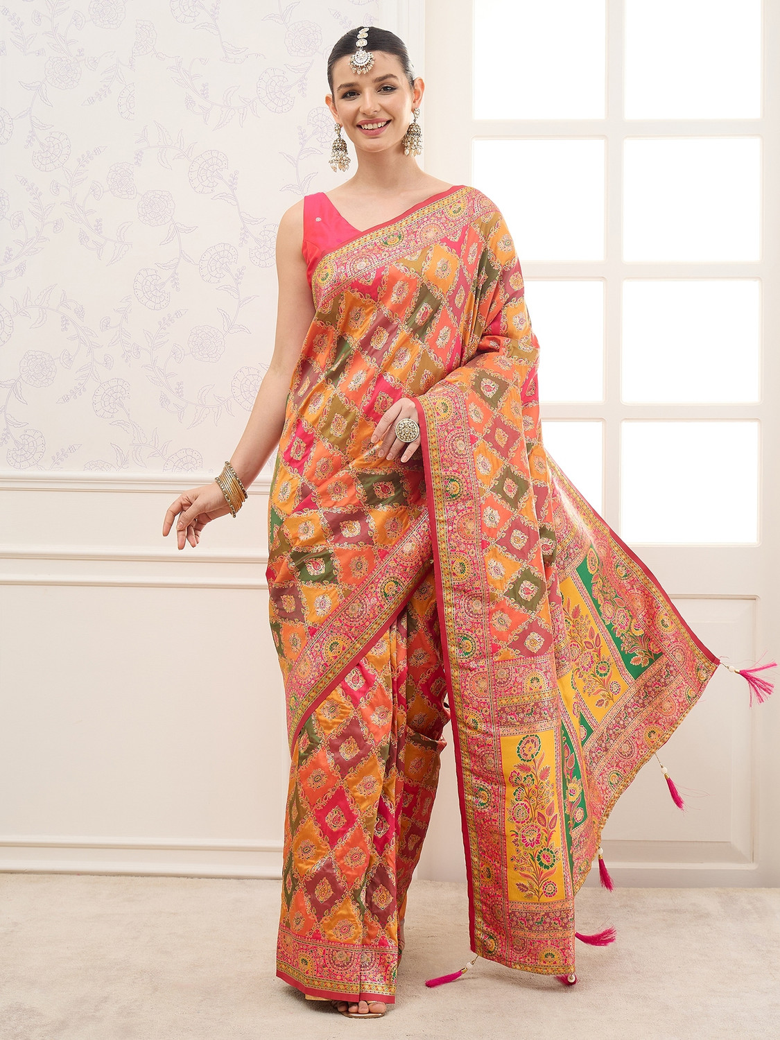 Image of tckty Printed Banarasi Silk Blend Saree
