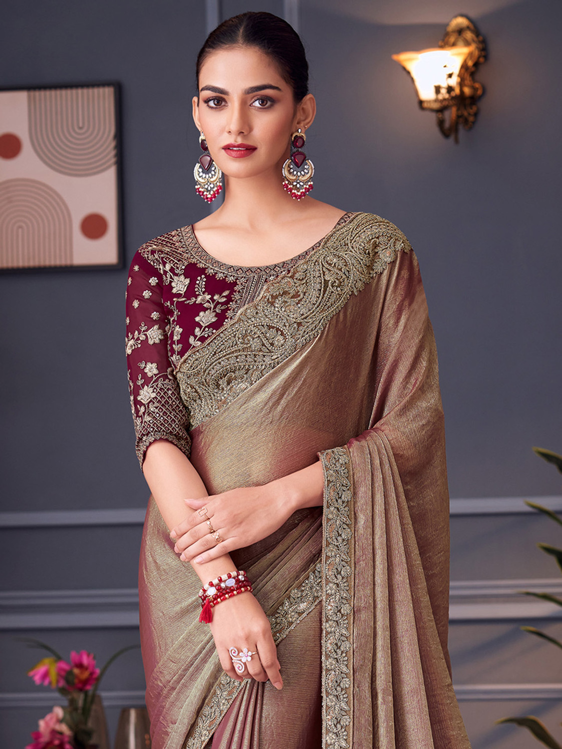 Image of Tasrika Embellished Bollywood Satin Saree