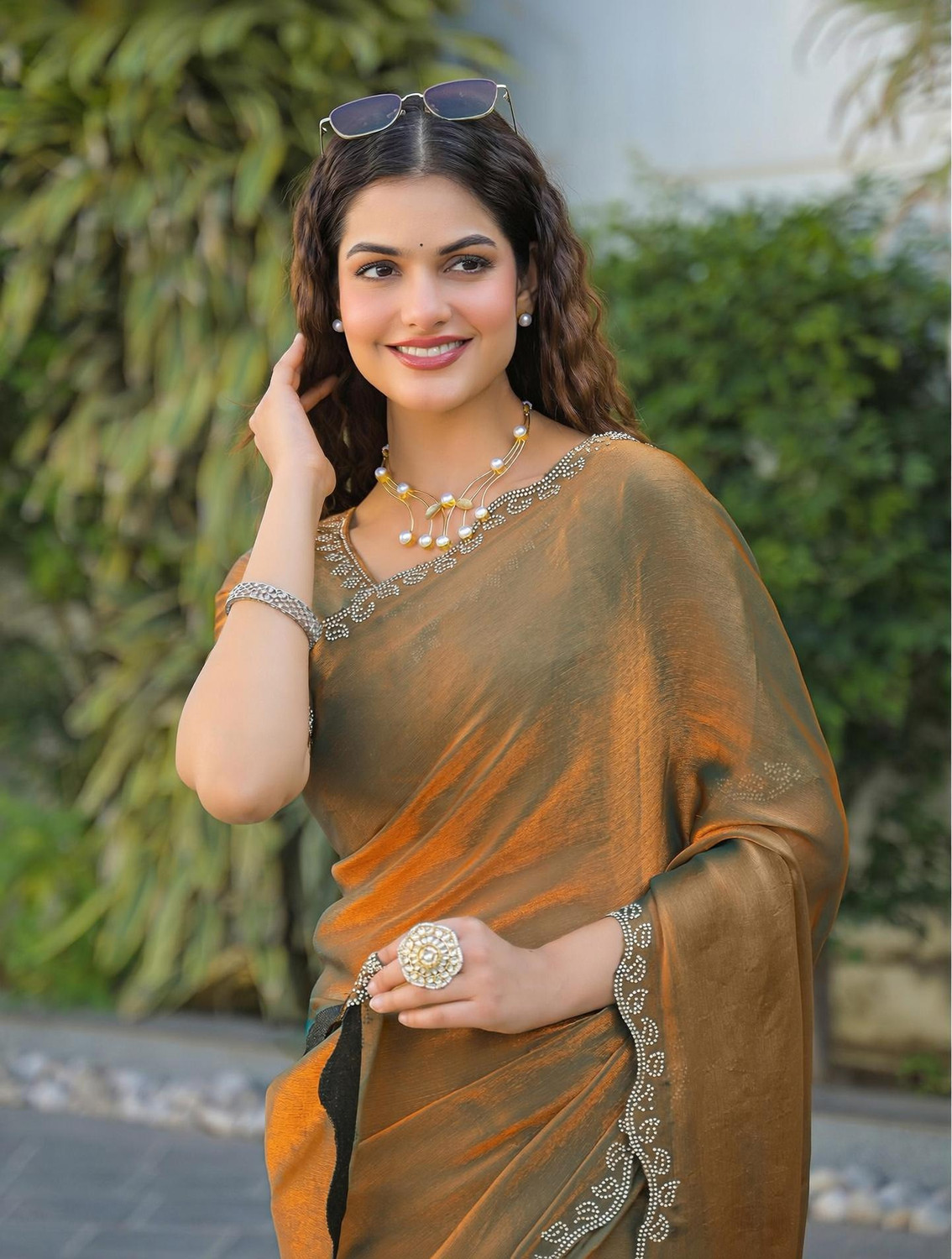 Image of Tasrika Embellished, Self Design Bollywood Chiffon Saree