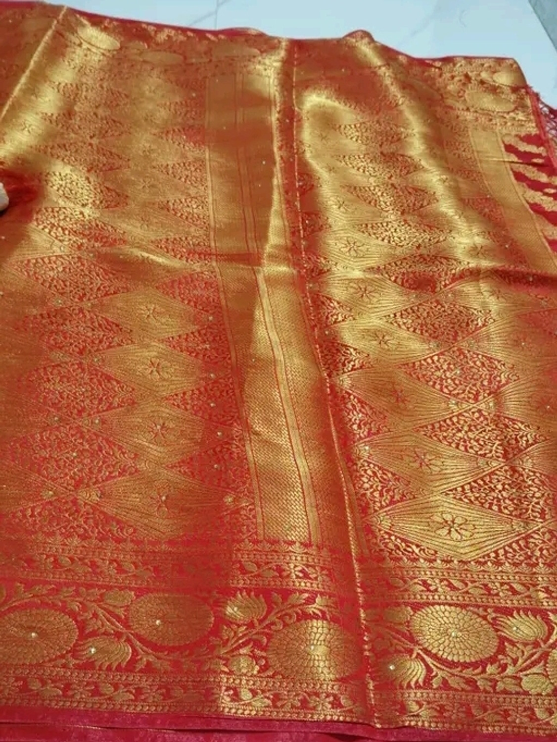 Image of SYRUSSILKSAREE Woven, Embroidered Banarasi Tussar Silk Saree
