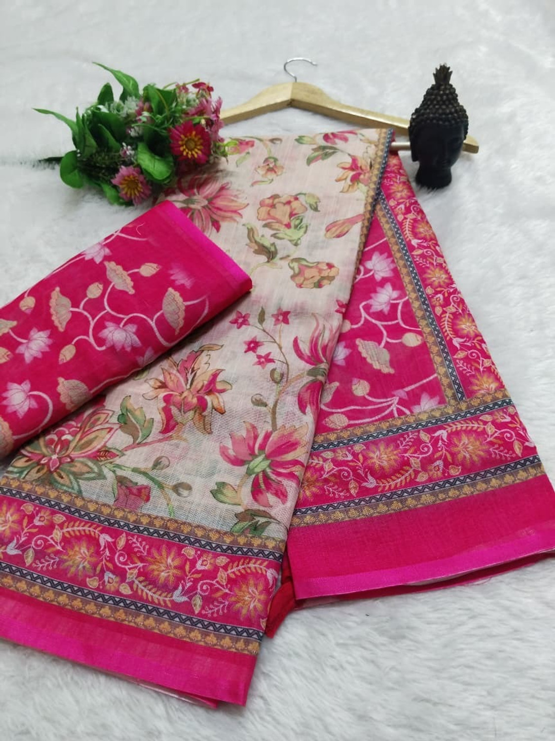 Image of RichEraa Printed Banarasi Cotton Silk Saree