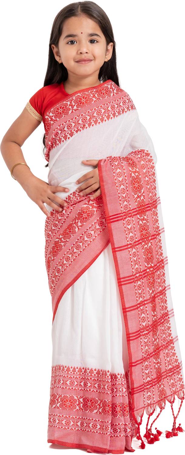 BalikaTextile Woven, Floral Print, Geometric Print Handloom Pure Cotton Saree
