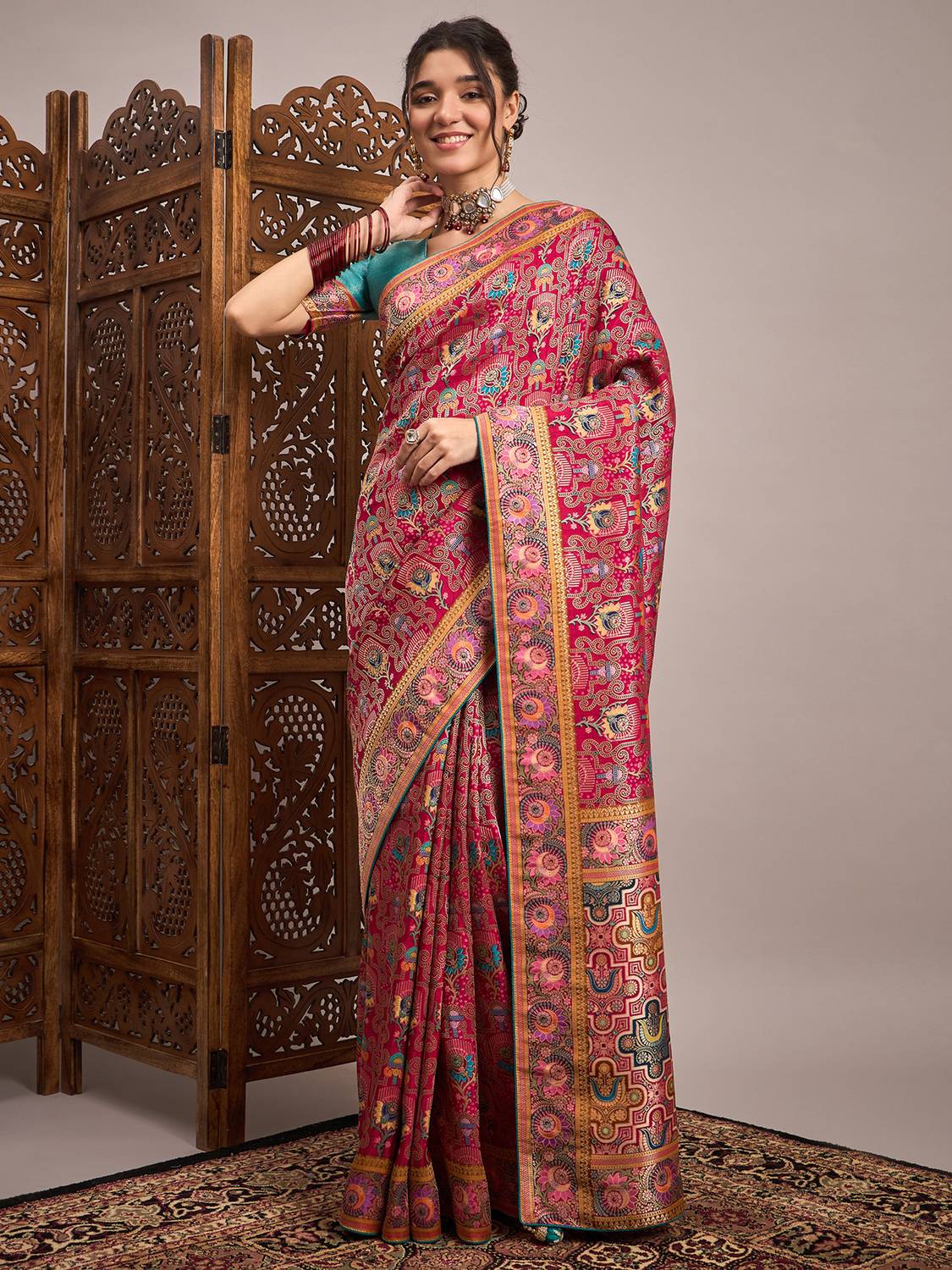 all about you Woven Banarasi Viscose Rayon Saree
