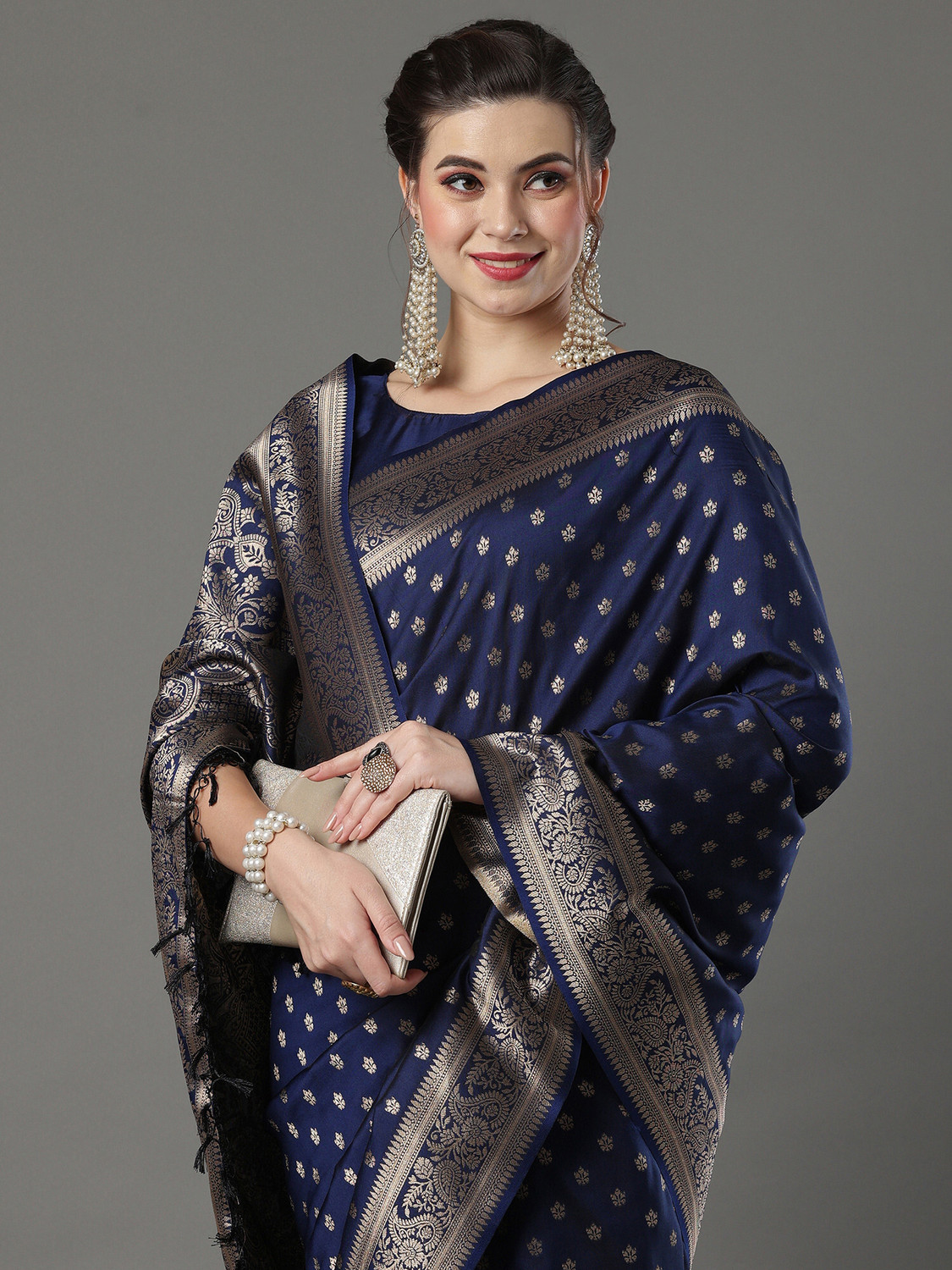 Image of Sareemall Woven Banarasi Silk Blend Saree