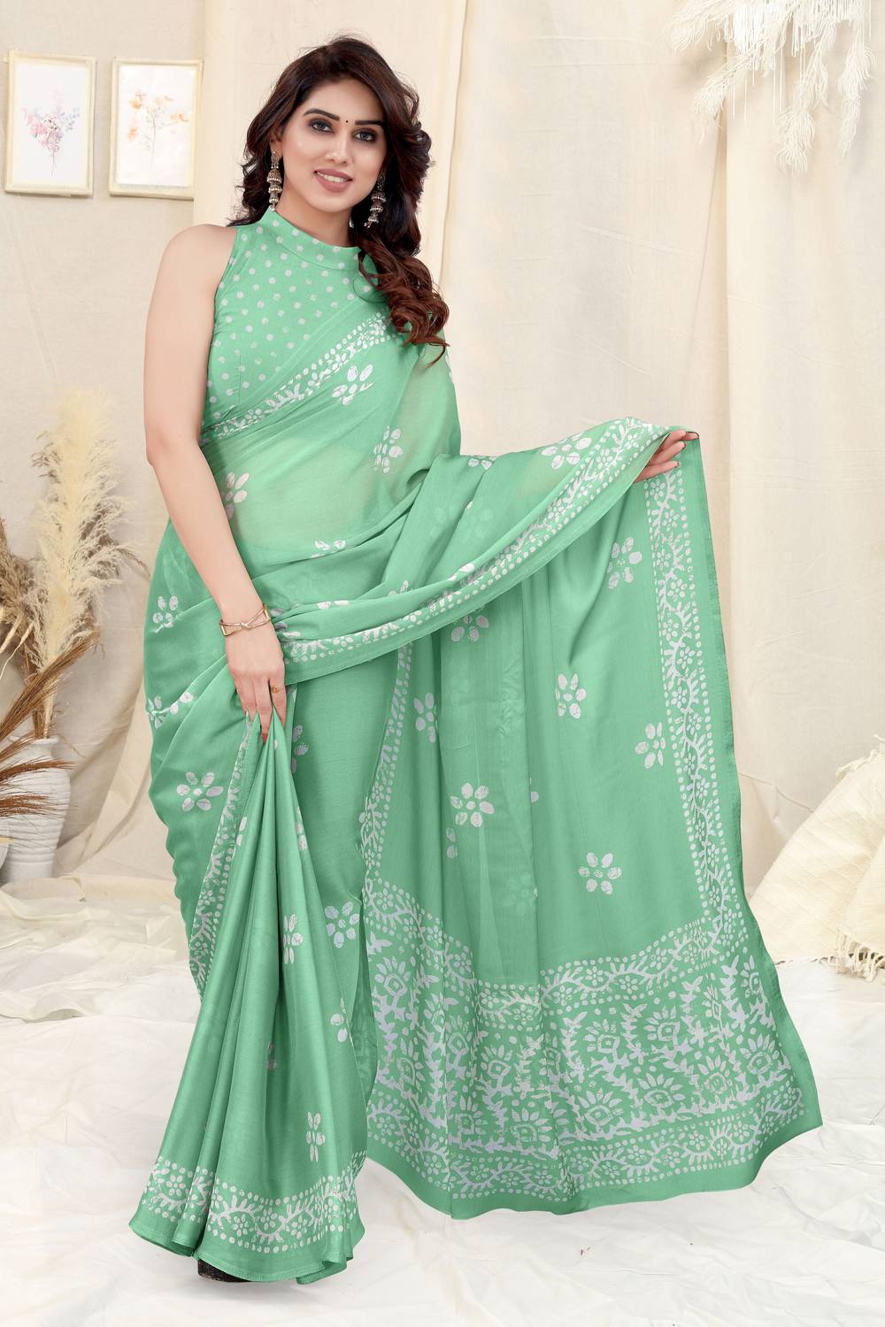 MIRCHI FASHION Printed, Blocked Printed Hand Batik Chiffon, Georg
