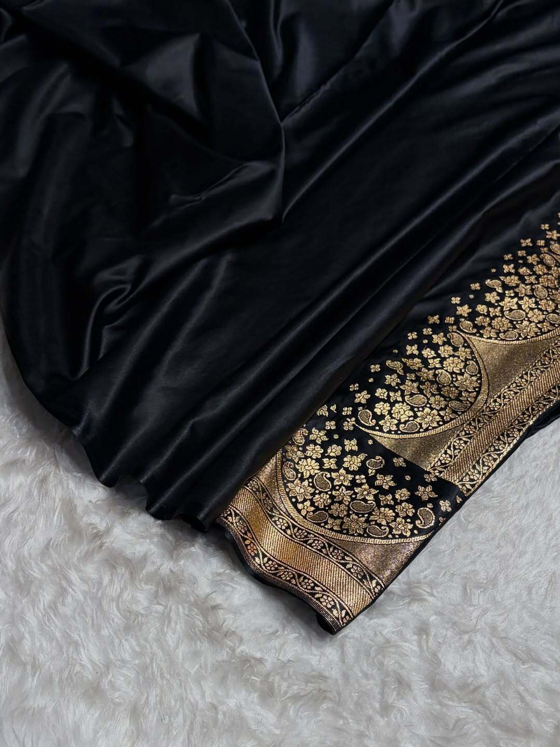 Image of EmpressWeave Woven, Paisley Banarasi Satin Saree