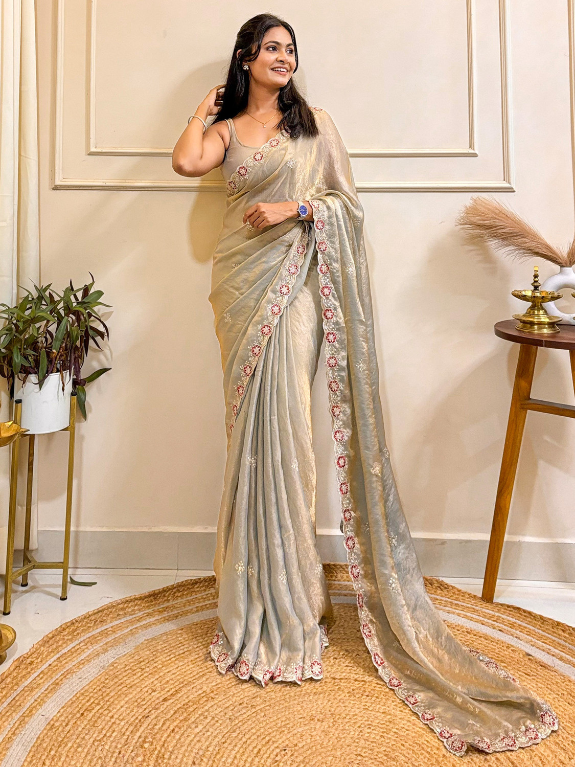 Image of Sareemall Embellished Bollywood Satin Saree