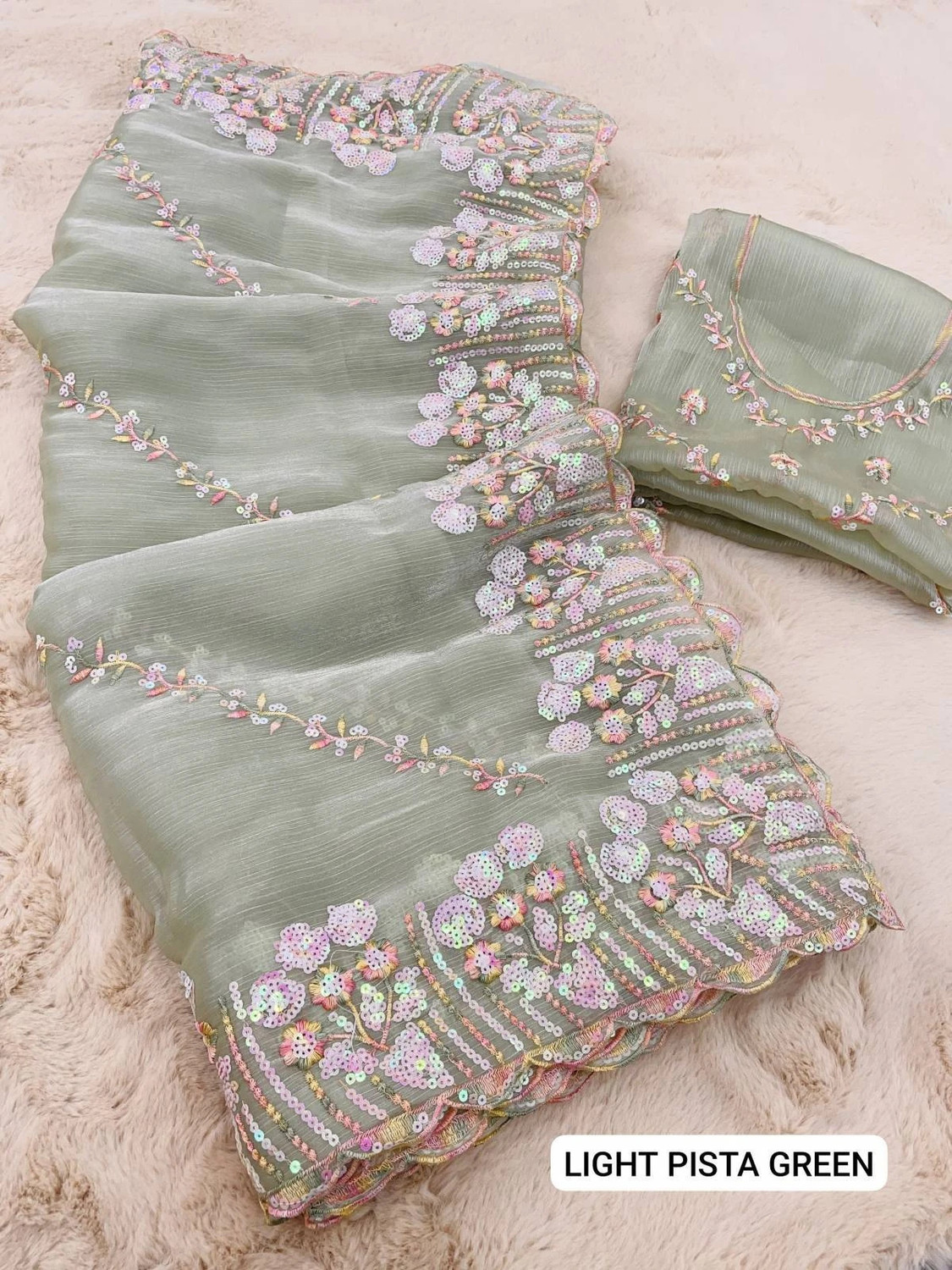 Image of Dimgrey Embroidered Bollywood Organza Saree