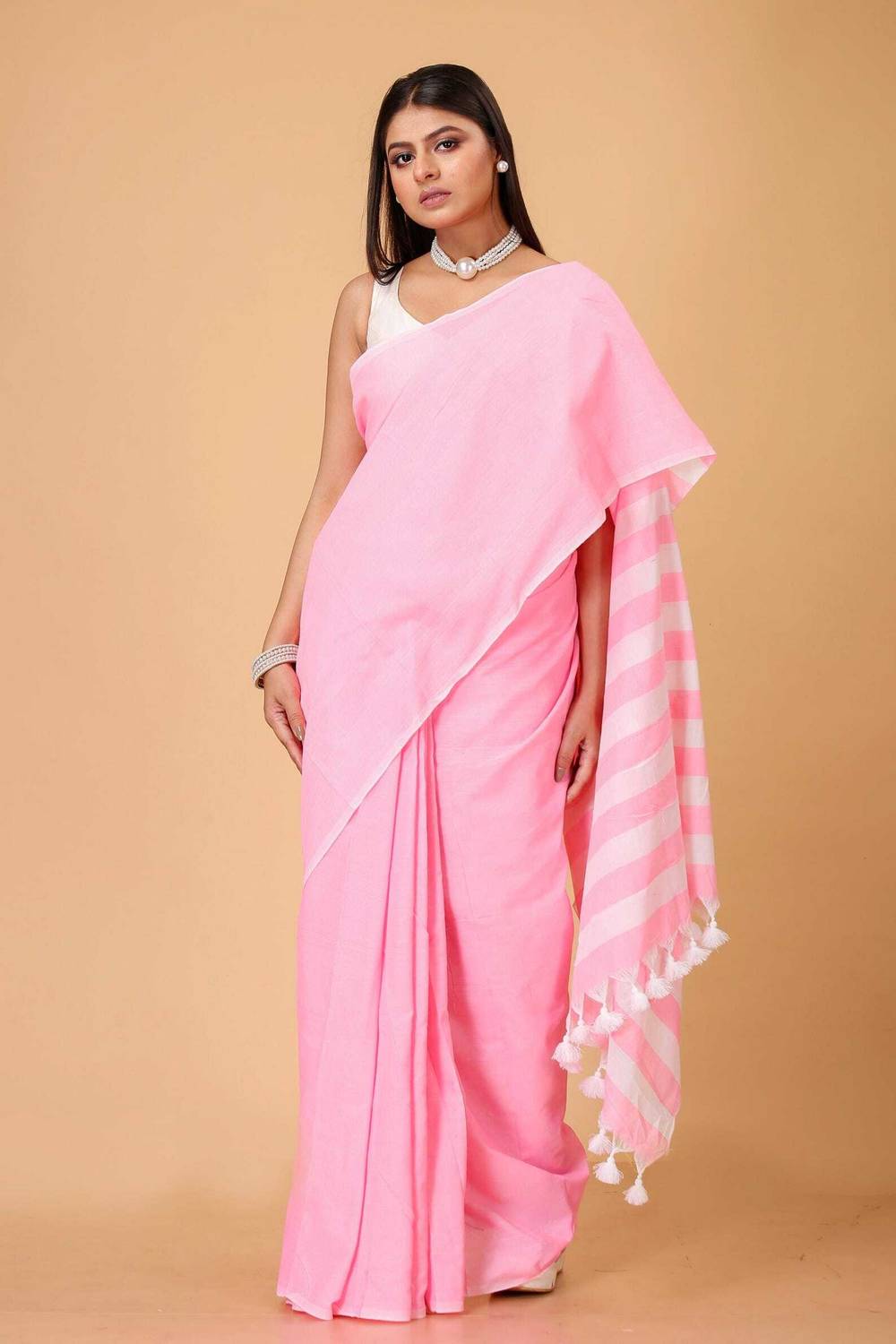 ADbutiq Striped Handloom Handloom Pure Cotton Saree