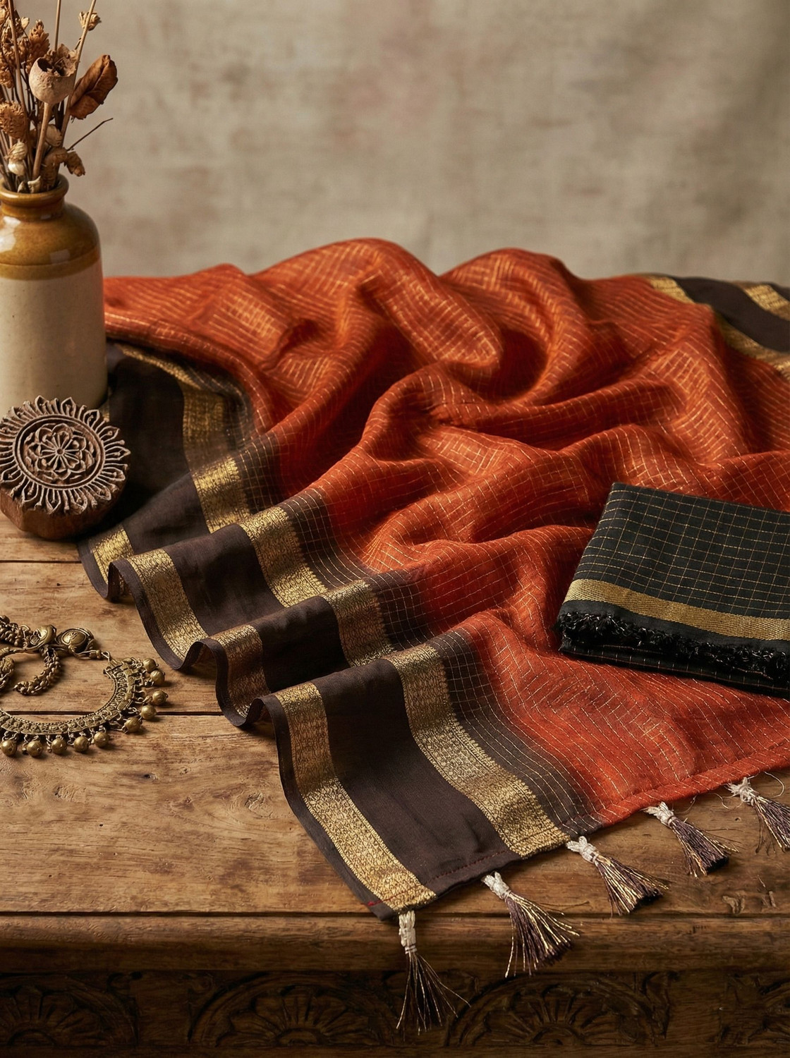 Image of KASTURI Checkered Bollywood Georgette Saree