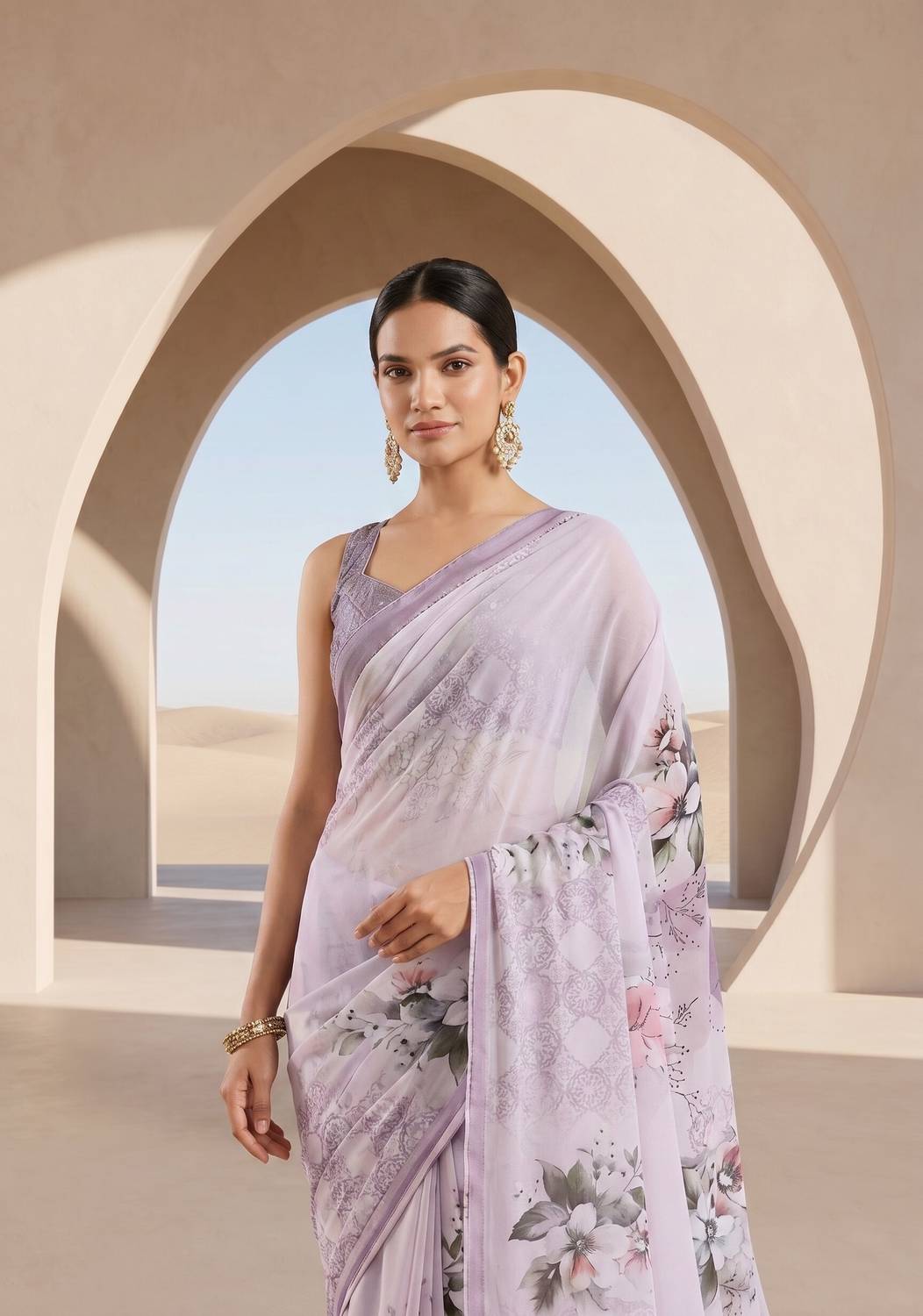 RekhaManiyar Printed Bollywood Georgette Saree
