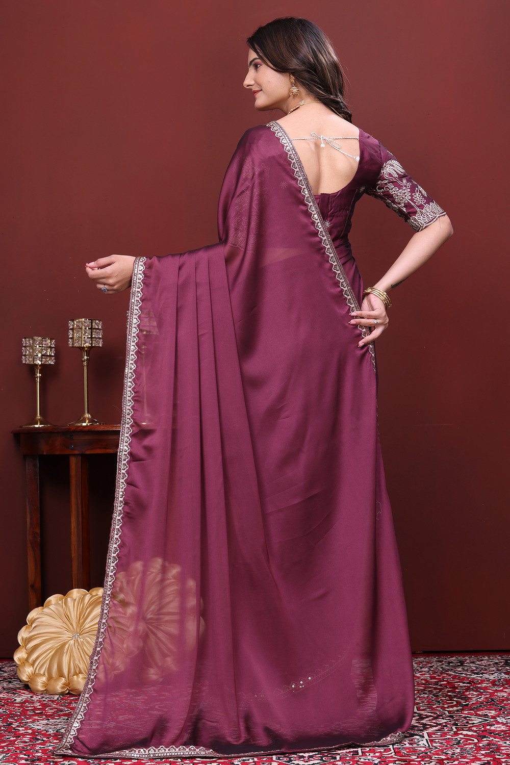 Image of K 5 FASHION Embroidered Bollywood Chiffon Saree