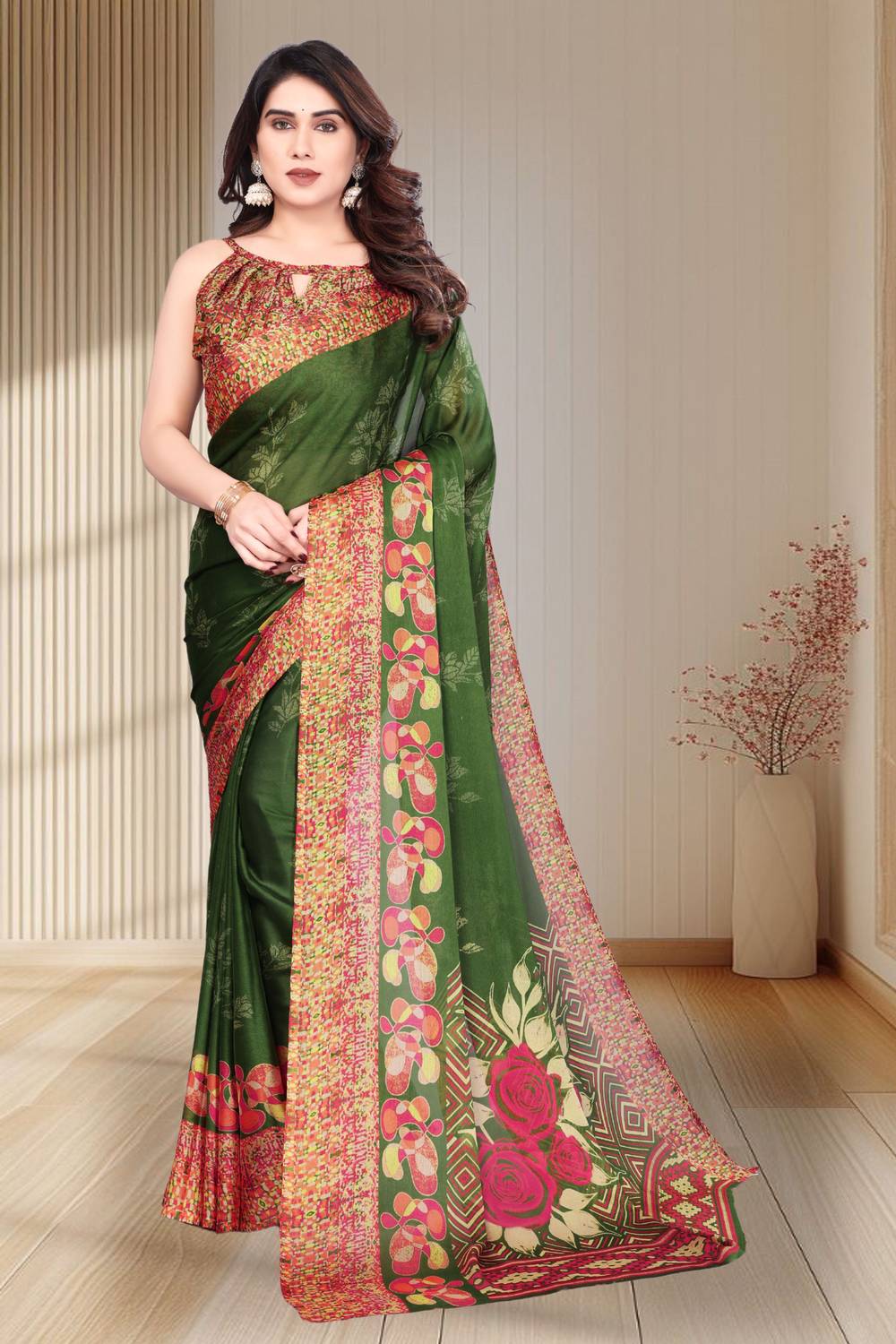 SuperLaxmi Printed, Floral Print Bollywood Chiffon, Georgette Saree