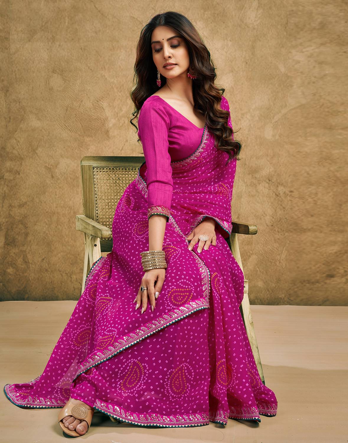 Samah Printed, Embroidered, Embellished Bollywood Georgette, Chif