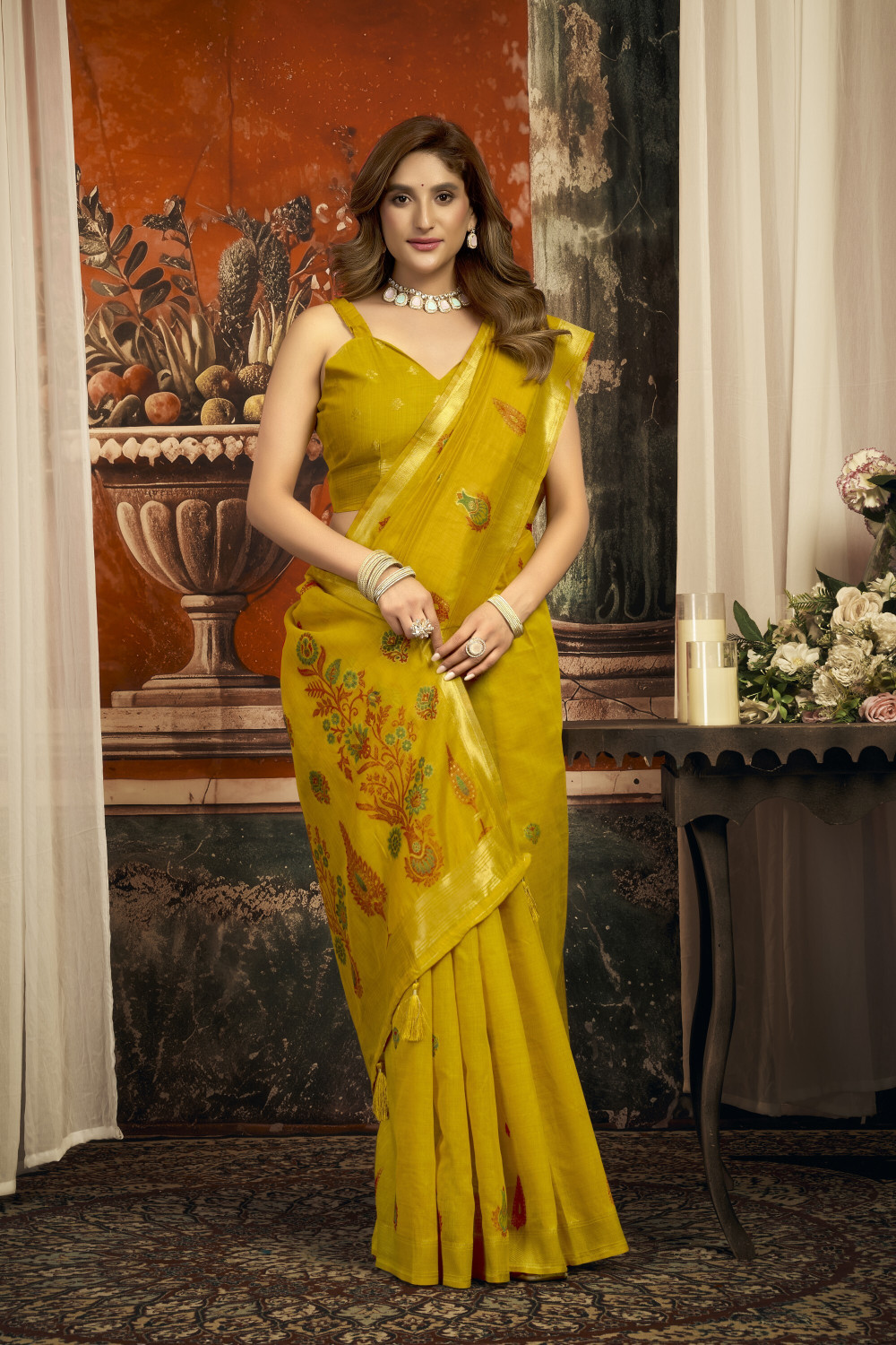 Image of Tasrika Printed Chanderi Cotton Silk Saree