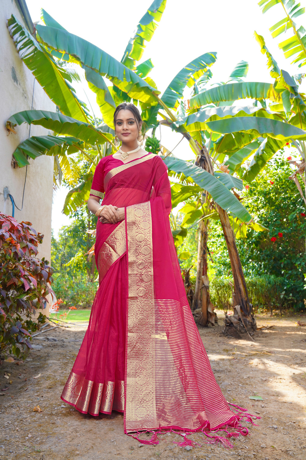 Image of KOTHARI SBT Self Design Bandhani Organza Saree